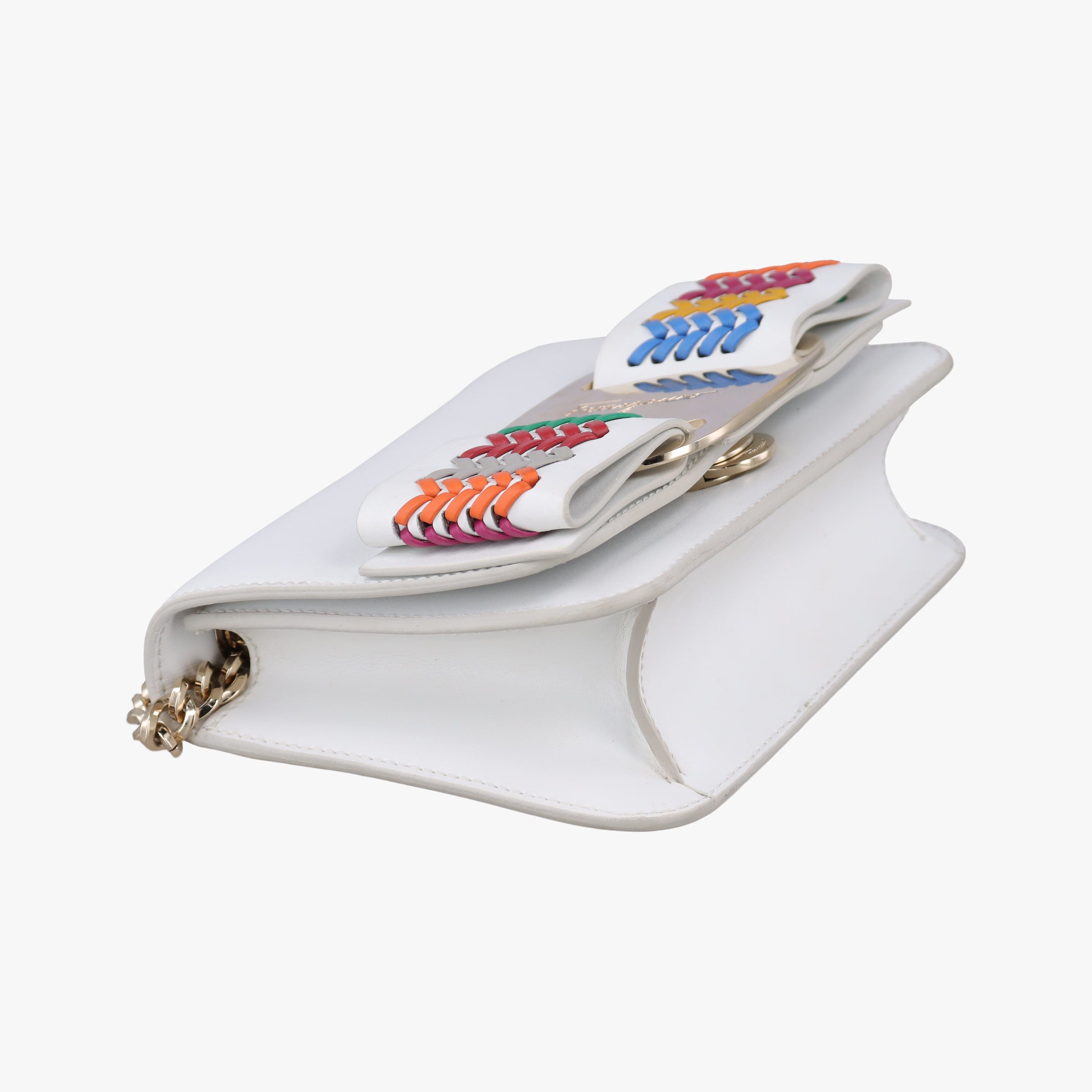 Pre-owned Ferragamo Viva White×multicolor Leather  shoulderbag | stylenewstar
