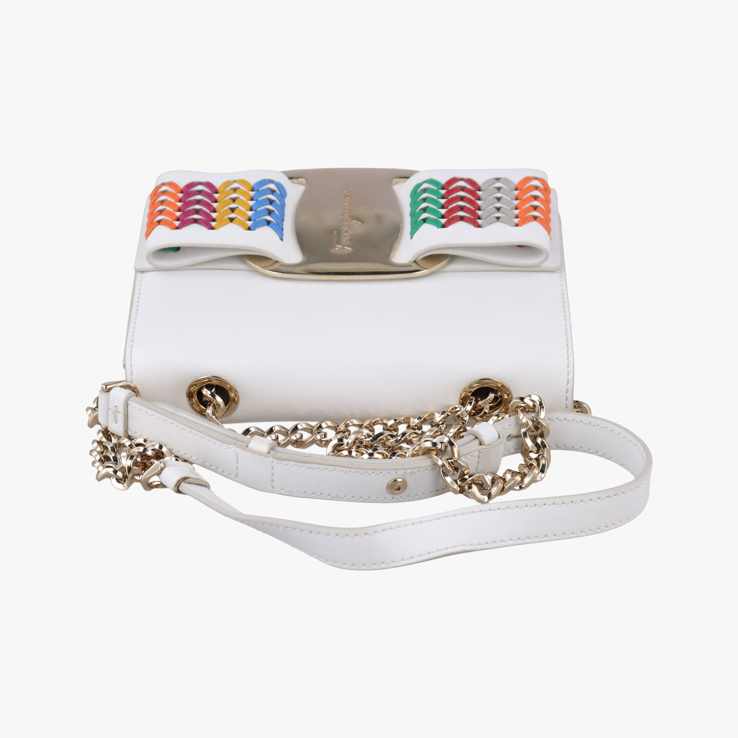 Pre-owned Ferragamo Viva White×multicolor Leather  shoulderbag | stylenewstar