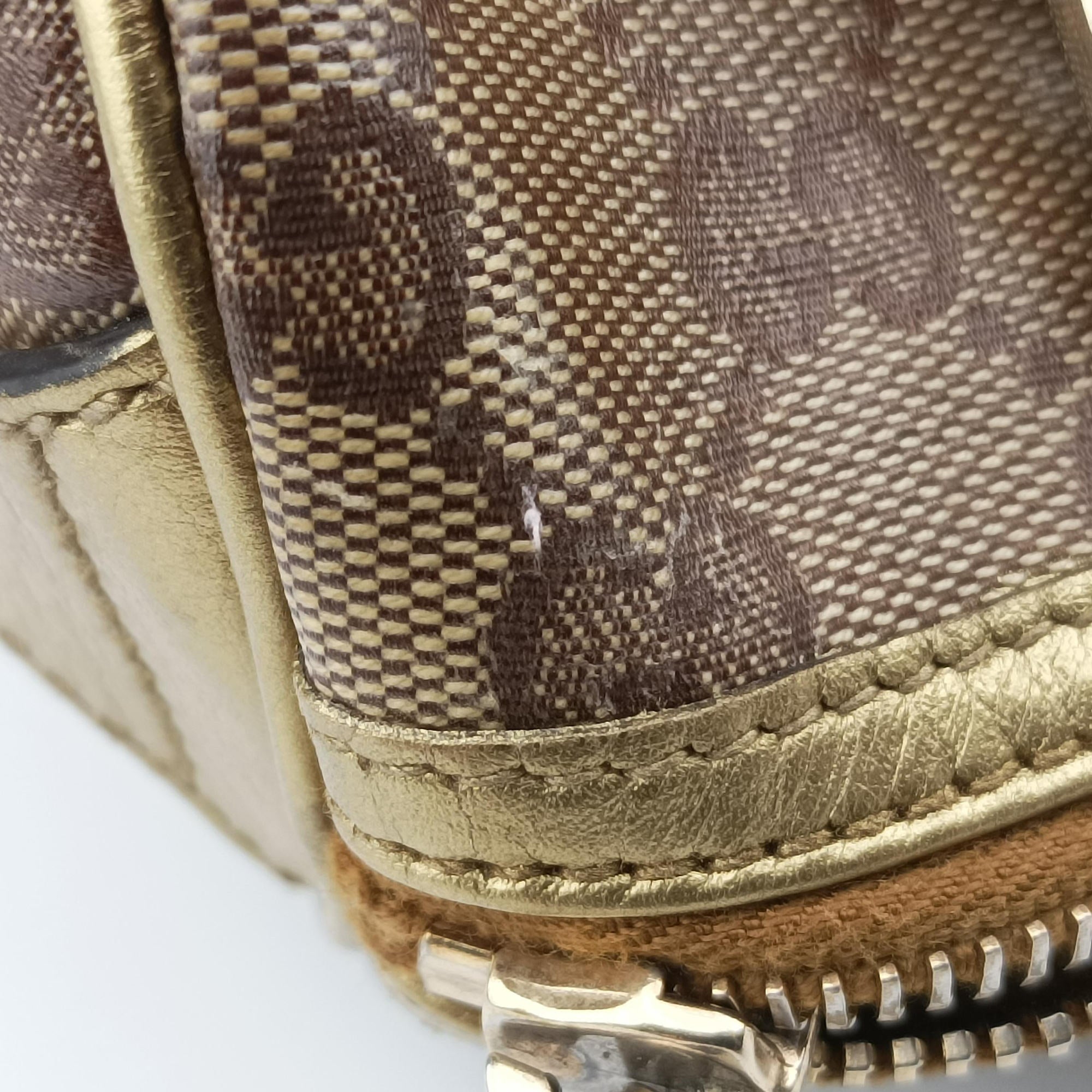 Pre-owned Gucci GG Plus GG Supreme Brown×golden PVC coated canvas×leather 193604 handbag | stylenewstar