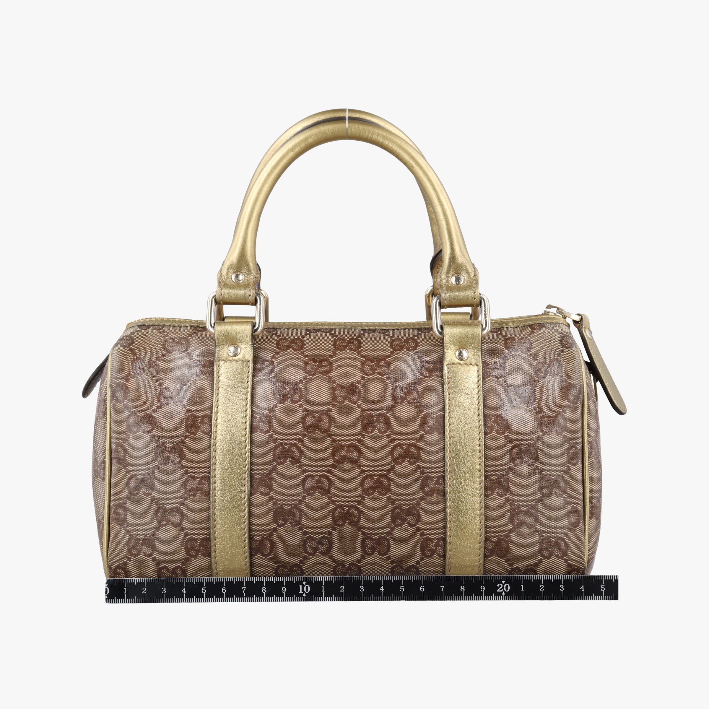 Pre-owned Gucci GG Plus GG Supreme Brown×golden PVC coated canvas×leather 193604 handbag | stylenewstar