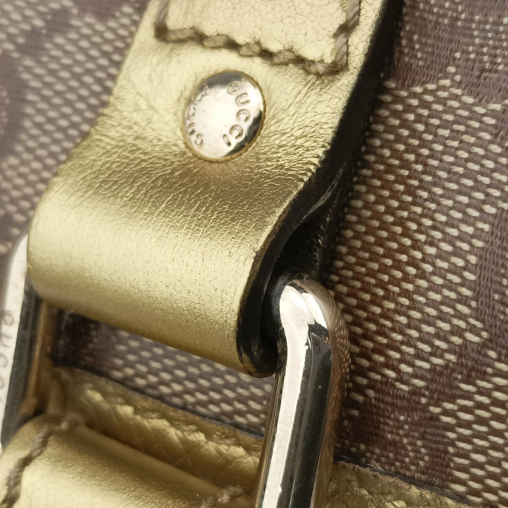 Pre-owned Gucci GG Plus GG Supreme Brown×golden PVC coated canvas×leather 193604 handbag | stylenewstar