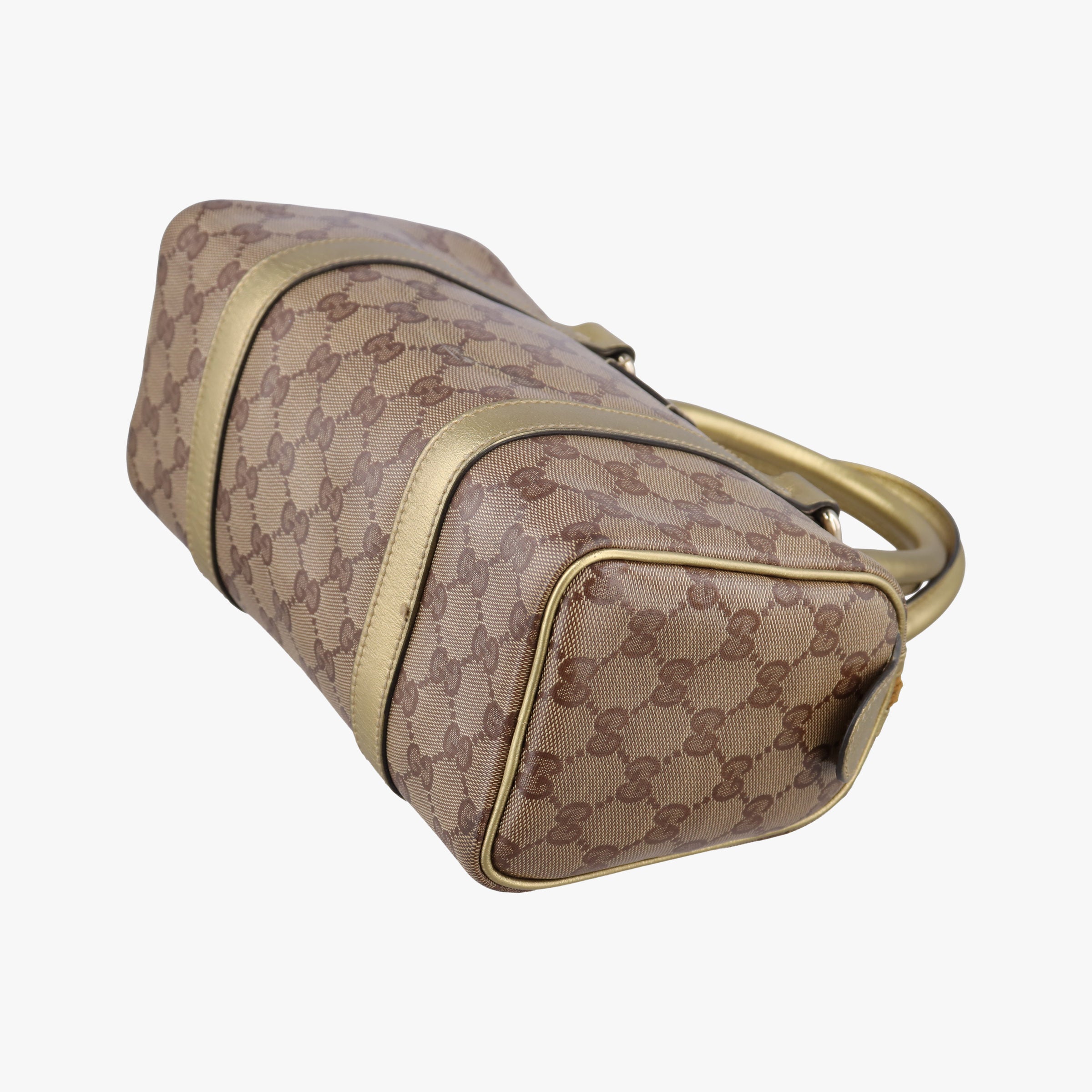 Pre-owned Gucci GG Plus GG Supreme Brown×golden PVC coated canvas×leather 193604 handbag | stylenewstar