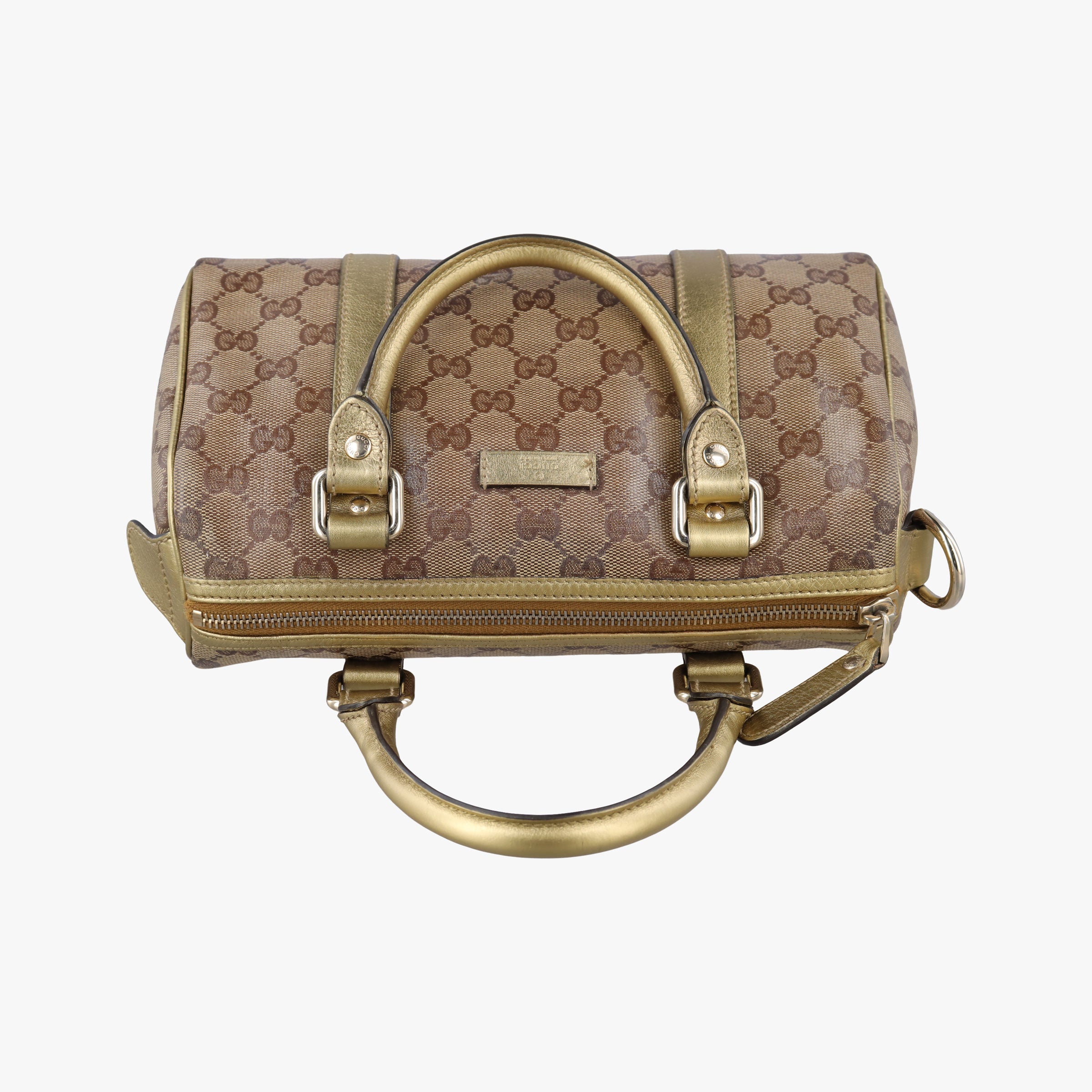 Pre-owned Gucci GG Plus GG Supreme Brown×golden PVC coated canvas×leather 193604 handbag | stylenewstar