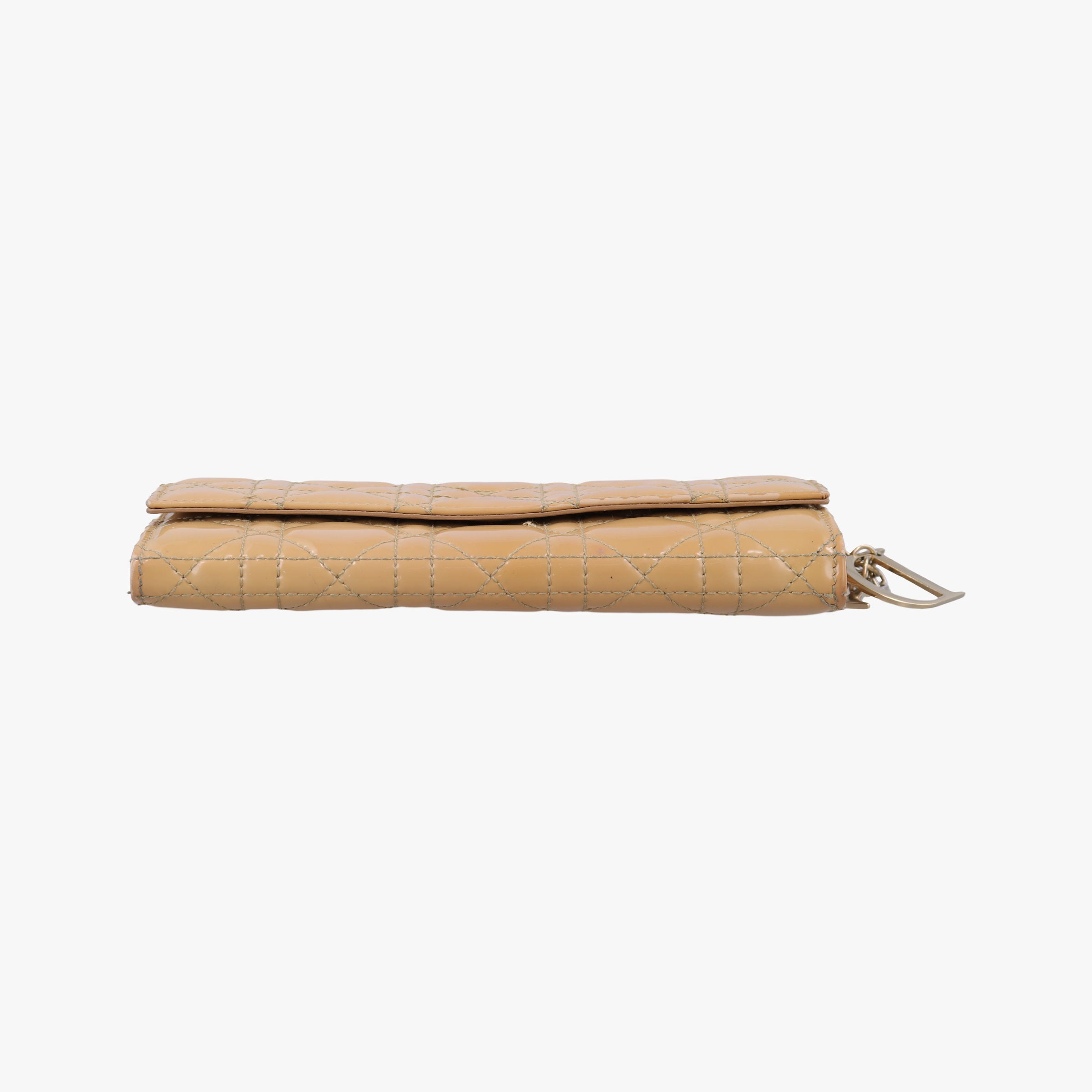 Pre-owned Christian Dior Lady Dior Cannage Beige Patent  shoulderbag | stylenewstar
