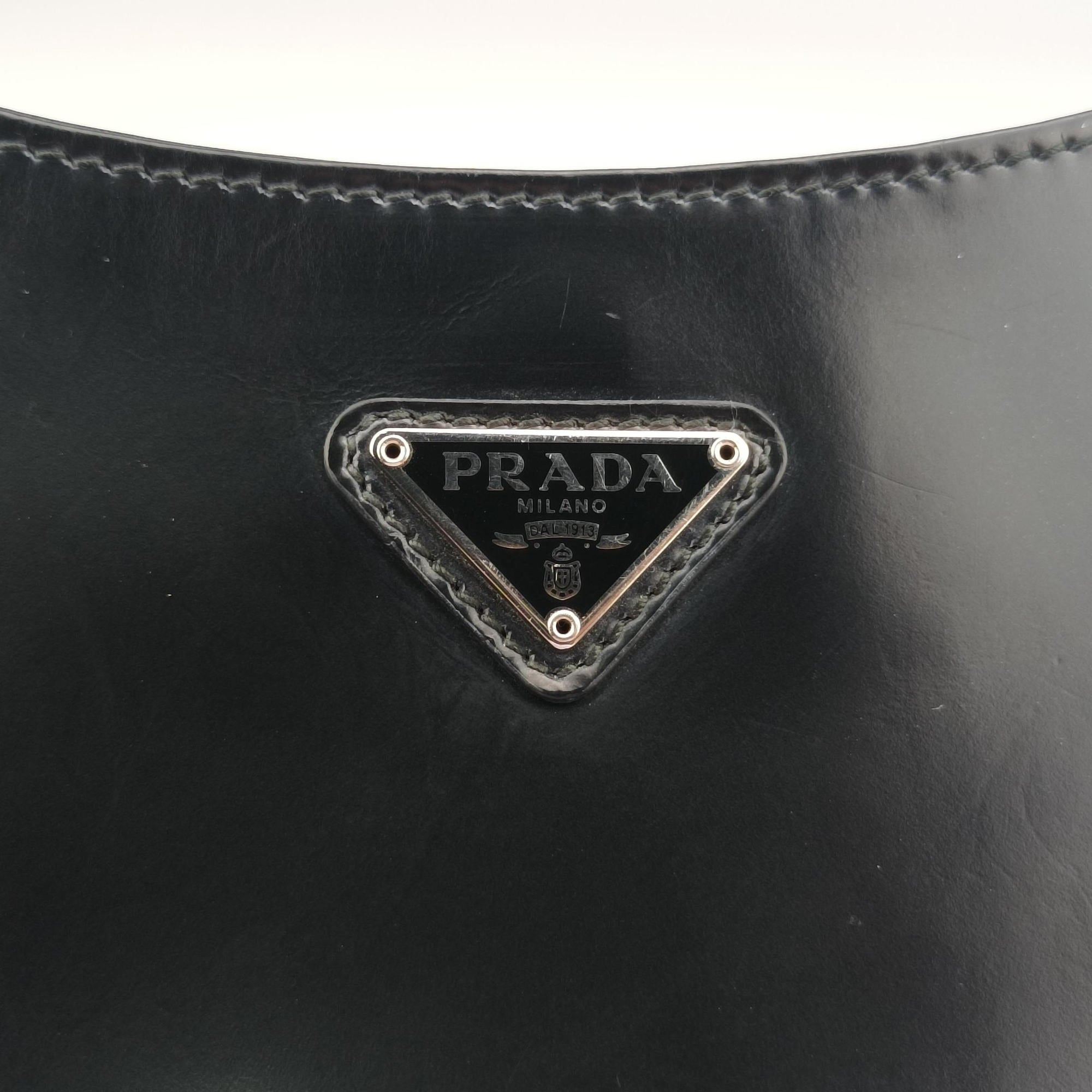 Pre-owned Prada Cleo Black Brushed leather 1BC499 shoulderbag | stylenewstar