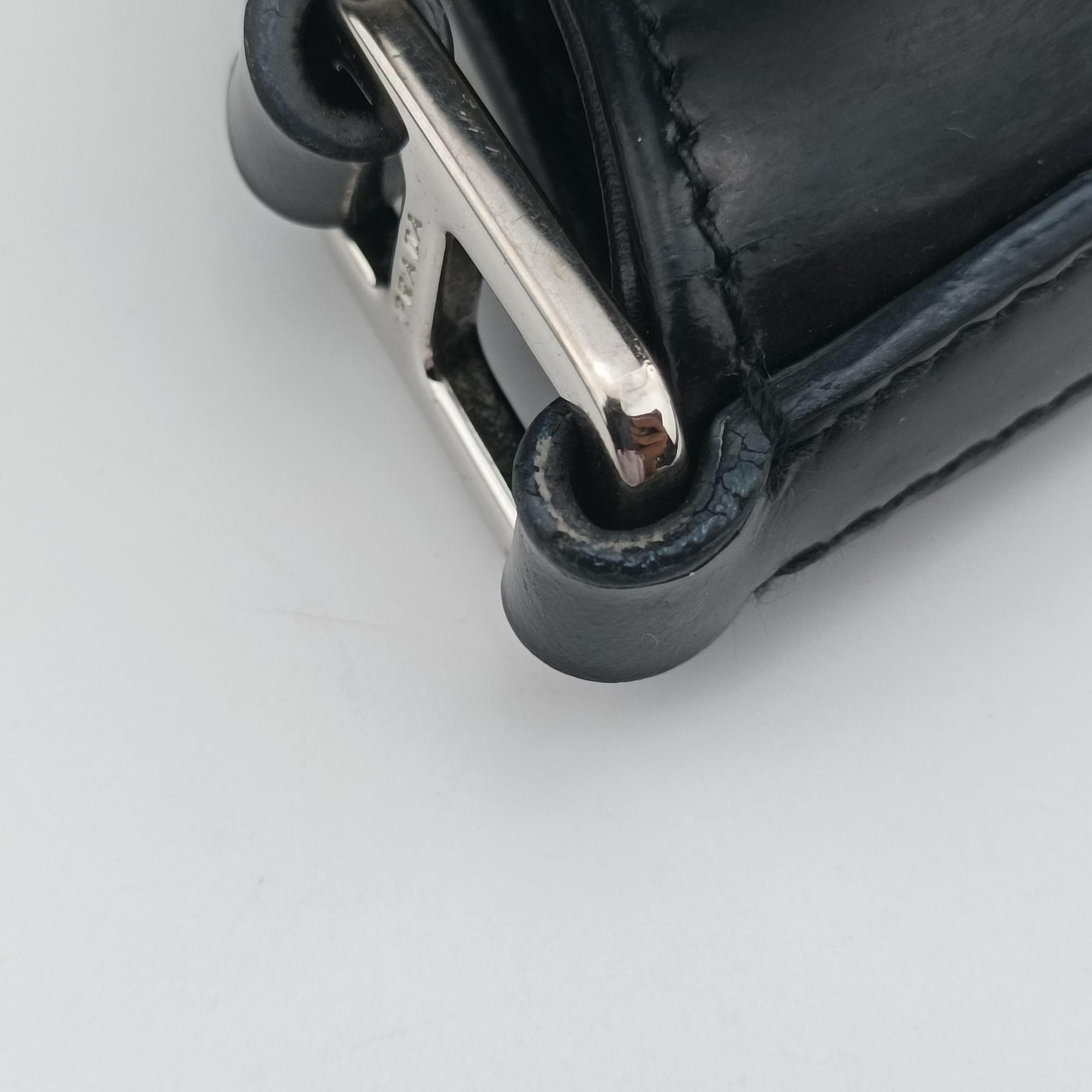 Pre-owned Prada Cleo Black Brushed leather 1BC499 shoulderbag | stylenewstar