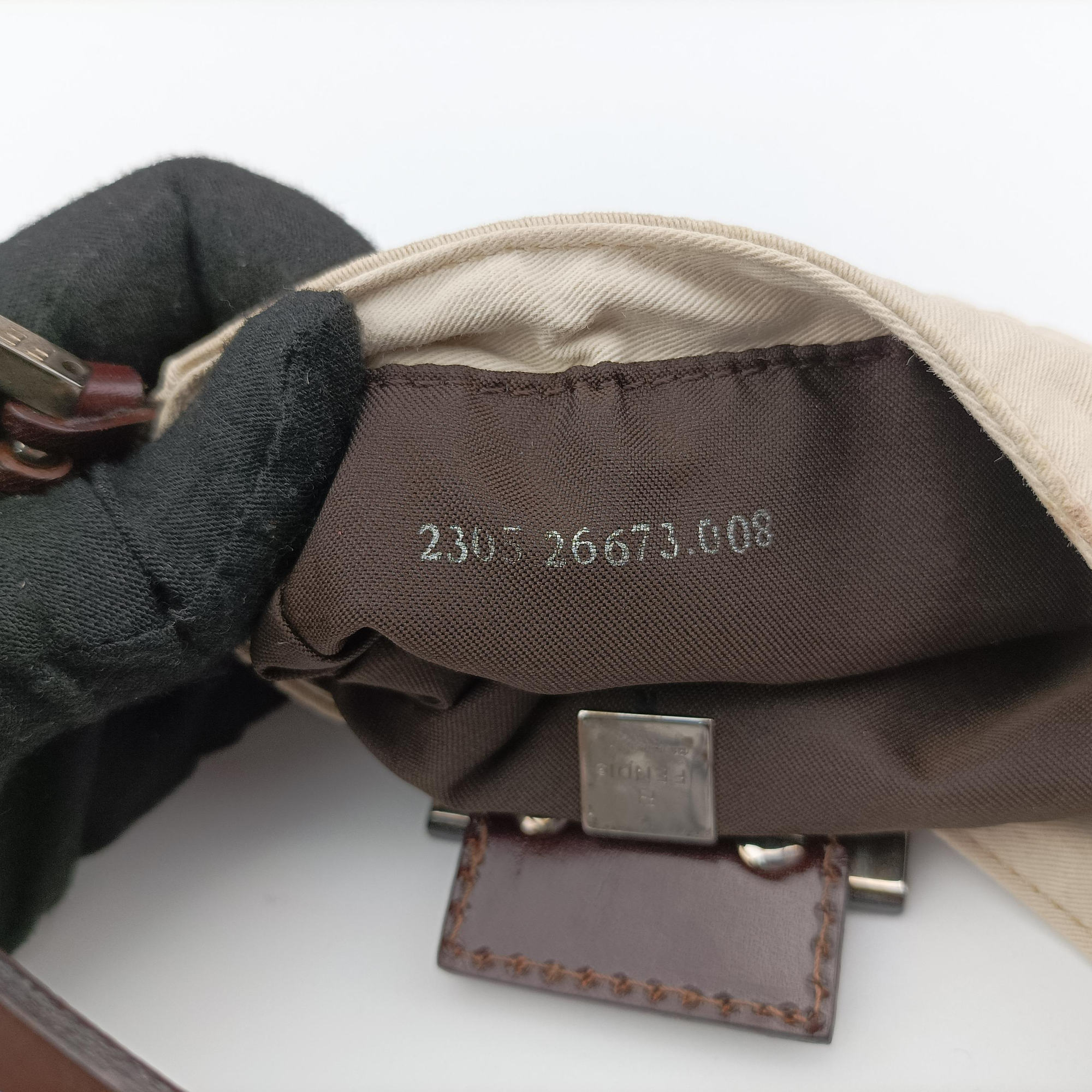 Pre-owned Fendi Mini croissants Beige×Brown  canvas× leather 26673 handbag | stylenewstar