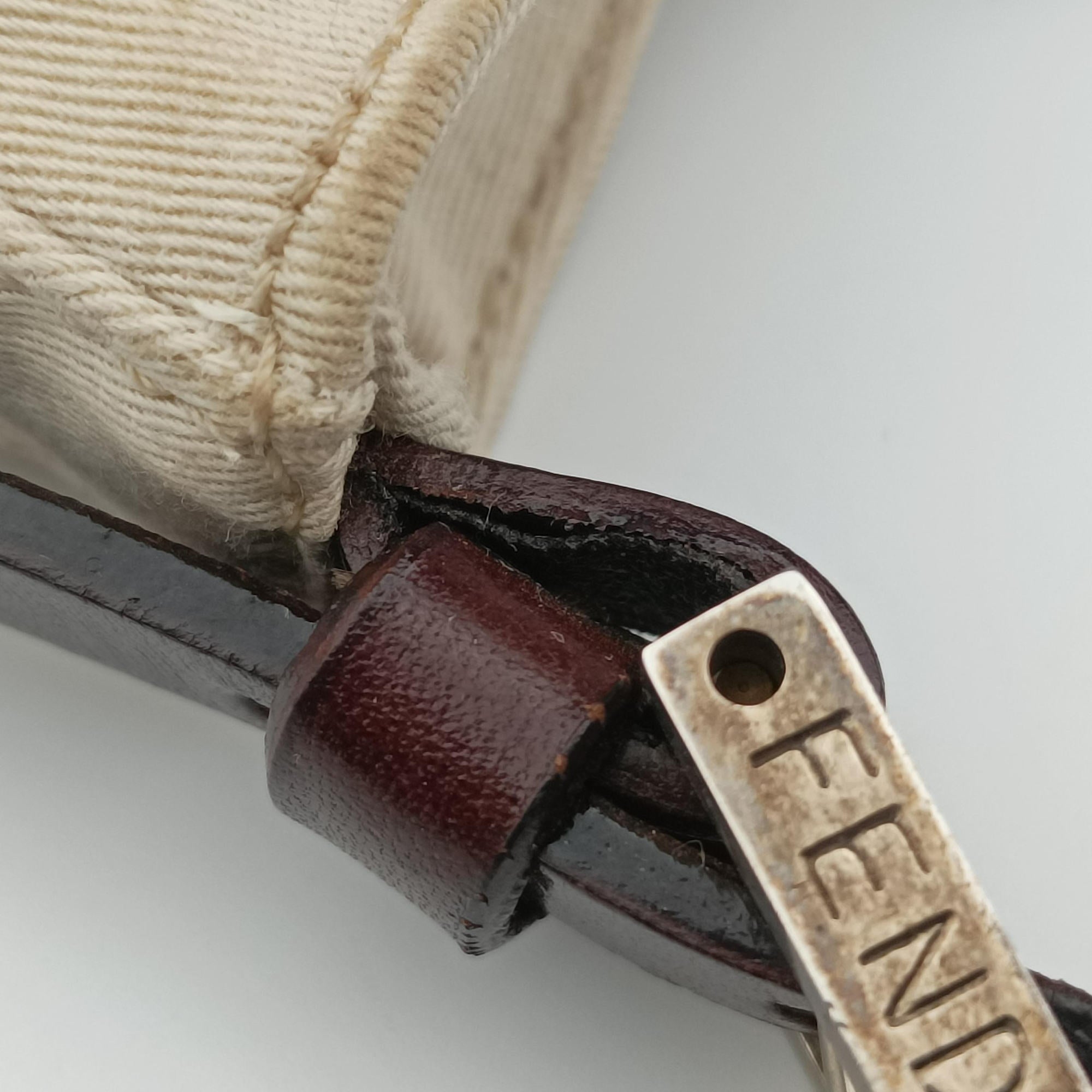 Pre-owned Fendi Mini croissants Beige×Brown  canvas× leather 26673 handbag | stylenewstar