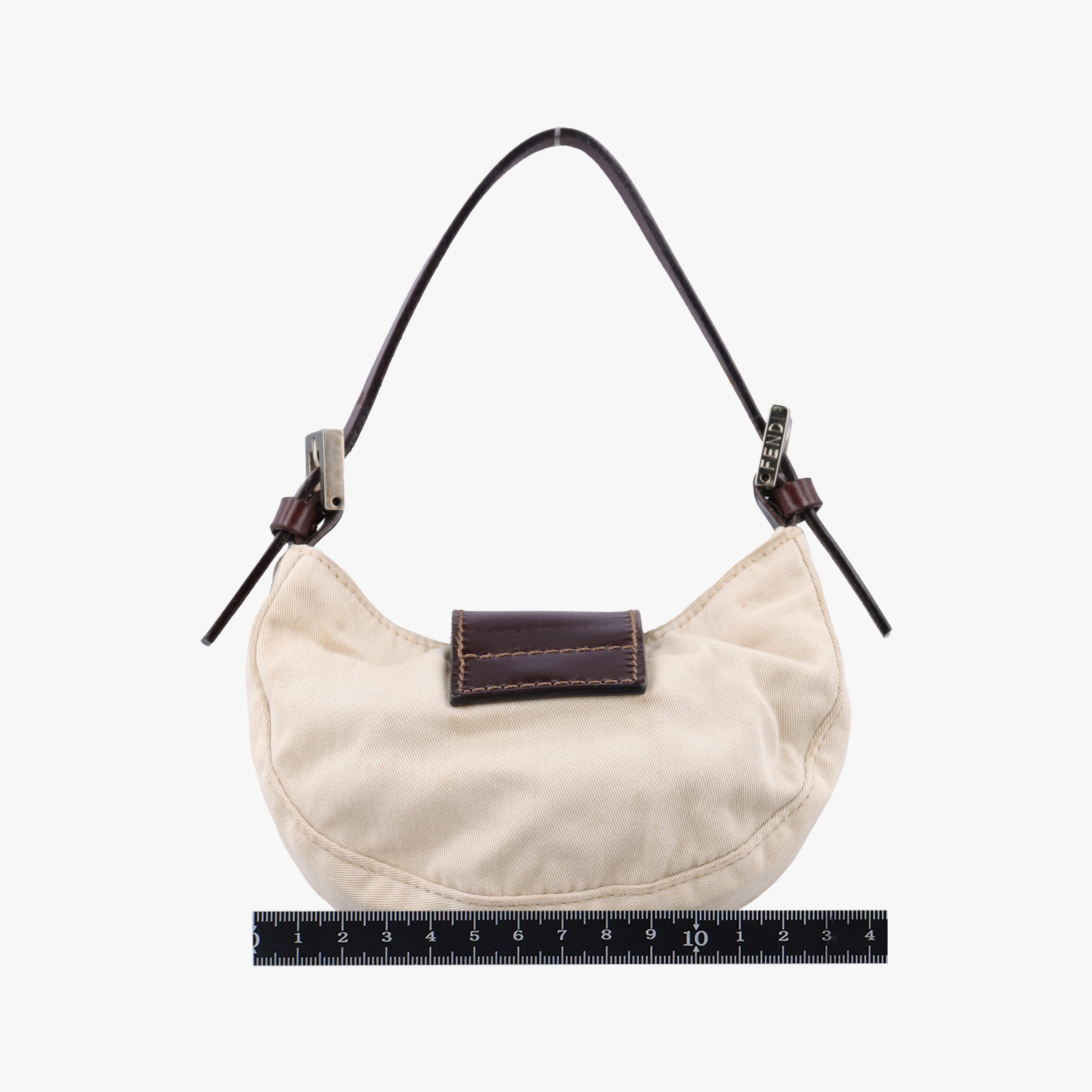 Pre-owned Fendi Mini croissants Beige×Brown  canvas× leather 26673 handbag | stylenewstar