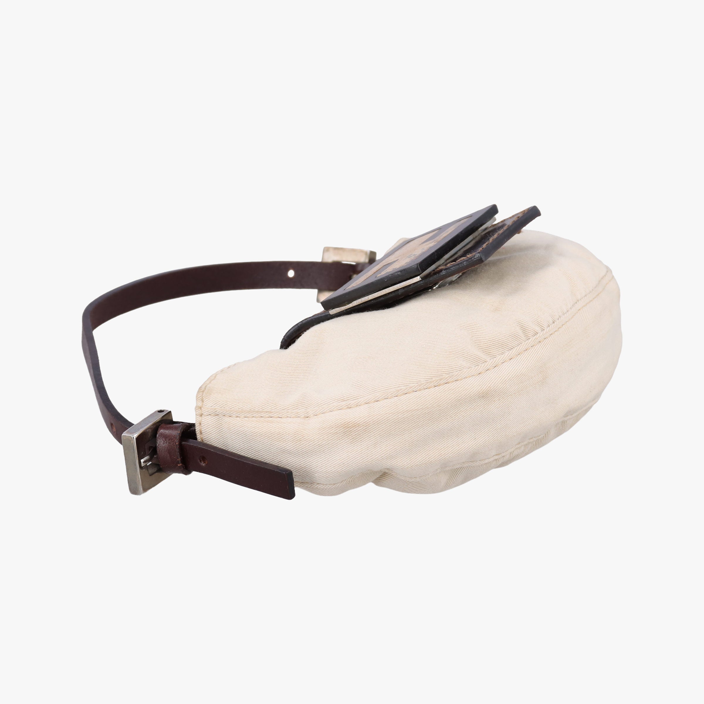 Pre-owned Fendi Mini croissants Beige×Brown  canvas× leather 26673 handbag | stylenewstar