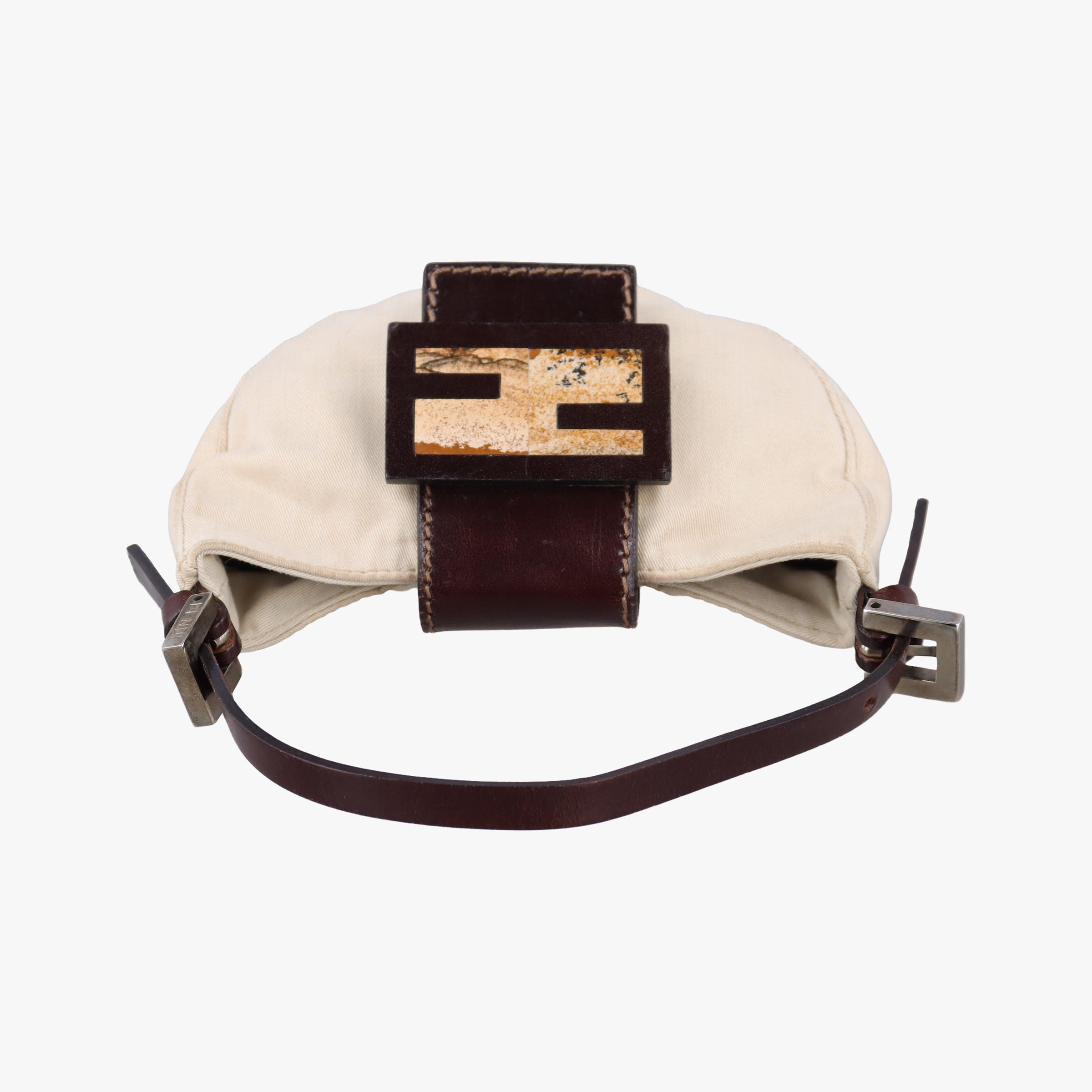 Pre-owned Fendi Mini croissants Beige×Brown  canvas× leather 26673 handbag | stylenewstar