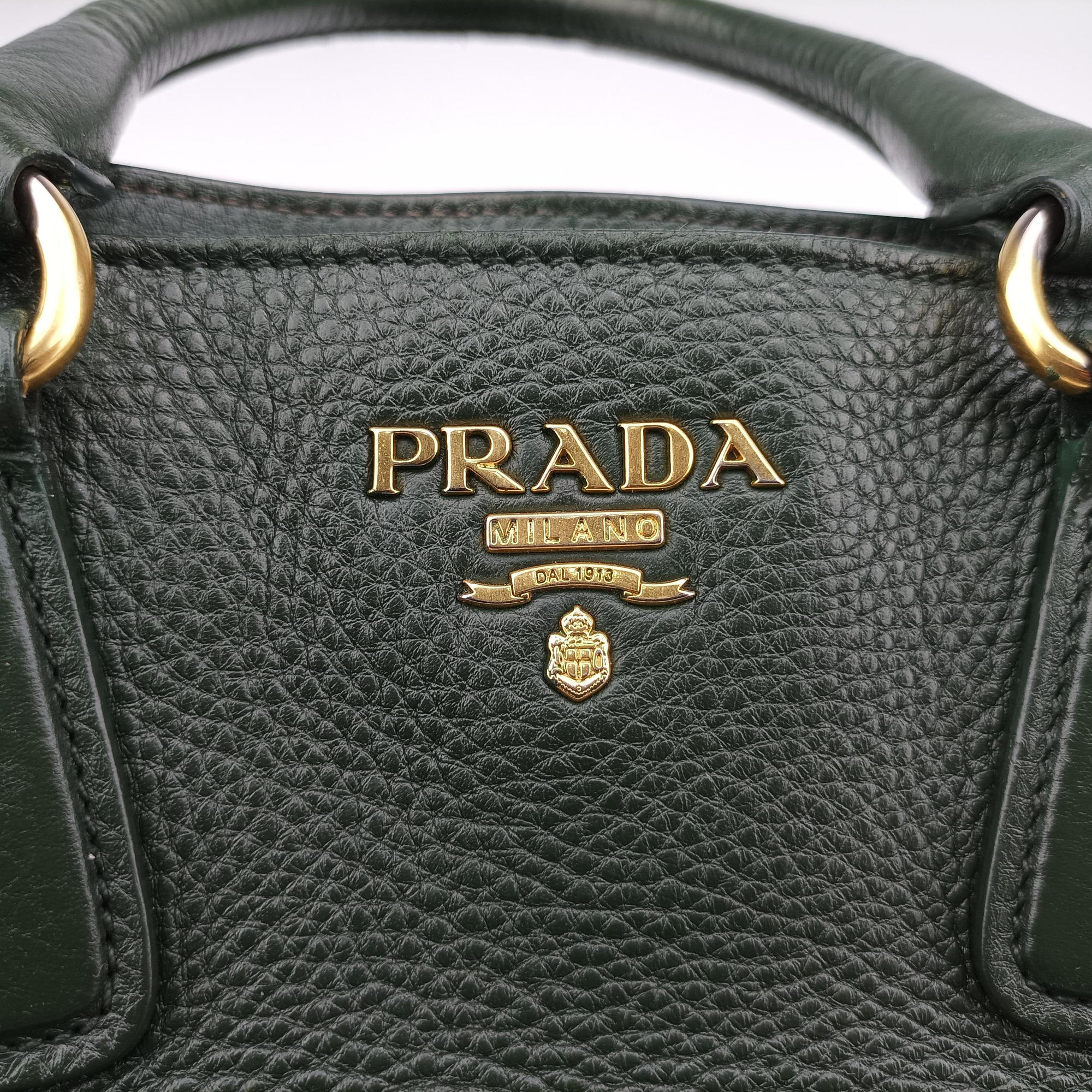 Pre-owned Prada Vitello Daino Verde Leather BN2435 shoulderbag | stylenewstar