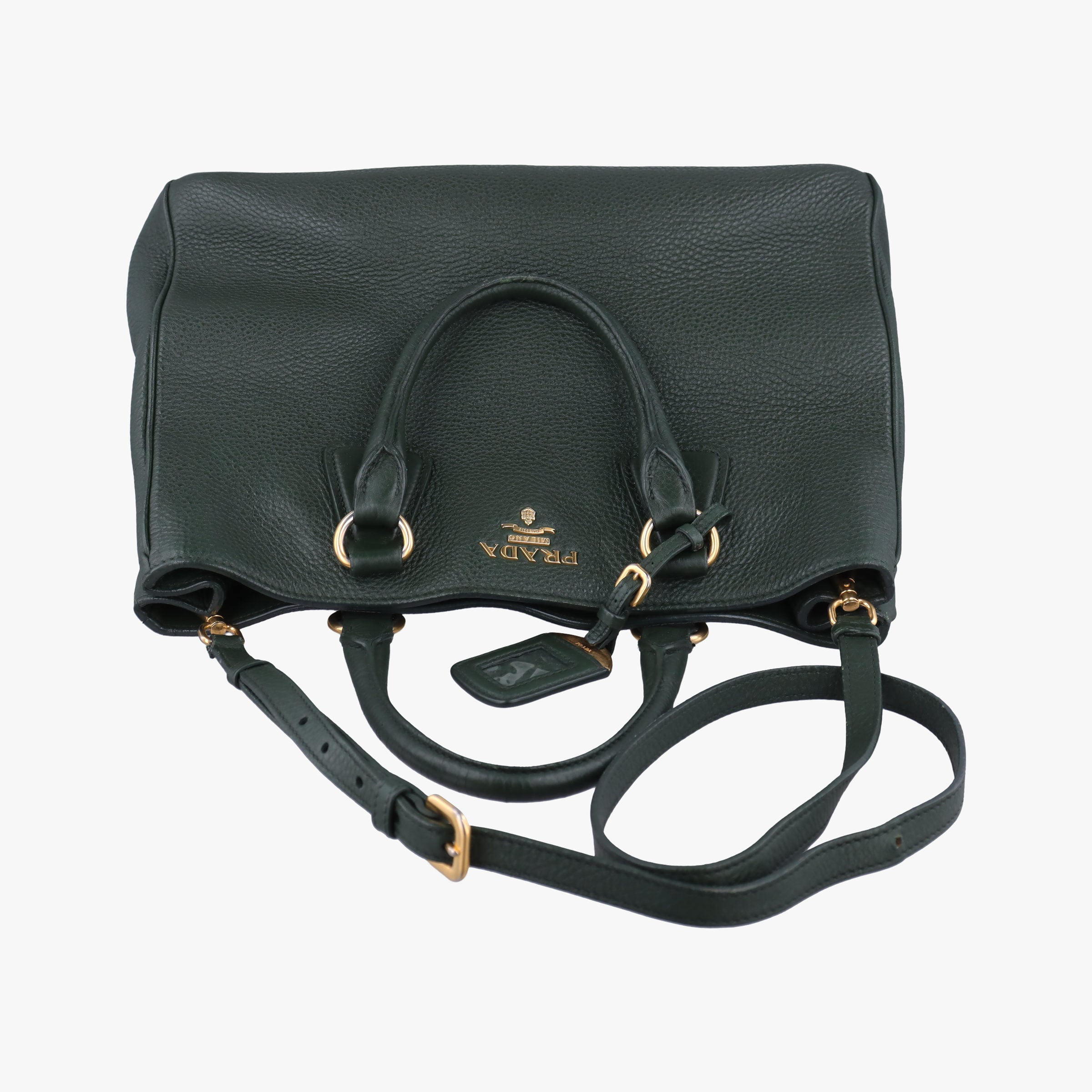 Pre-owned Prada Vitello Daino Verde Leather BN2435 shoulderbag | stylenewstar