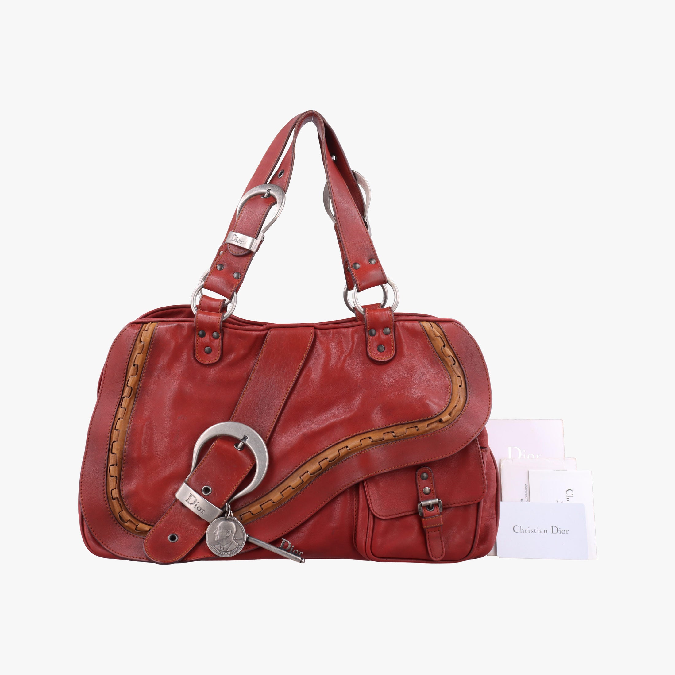 Secondhand Christian Dior Gaucho Red Leather  handbag | stylenewstar