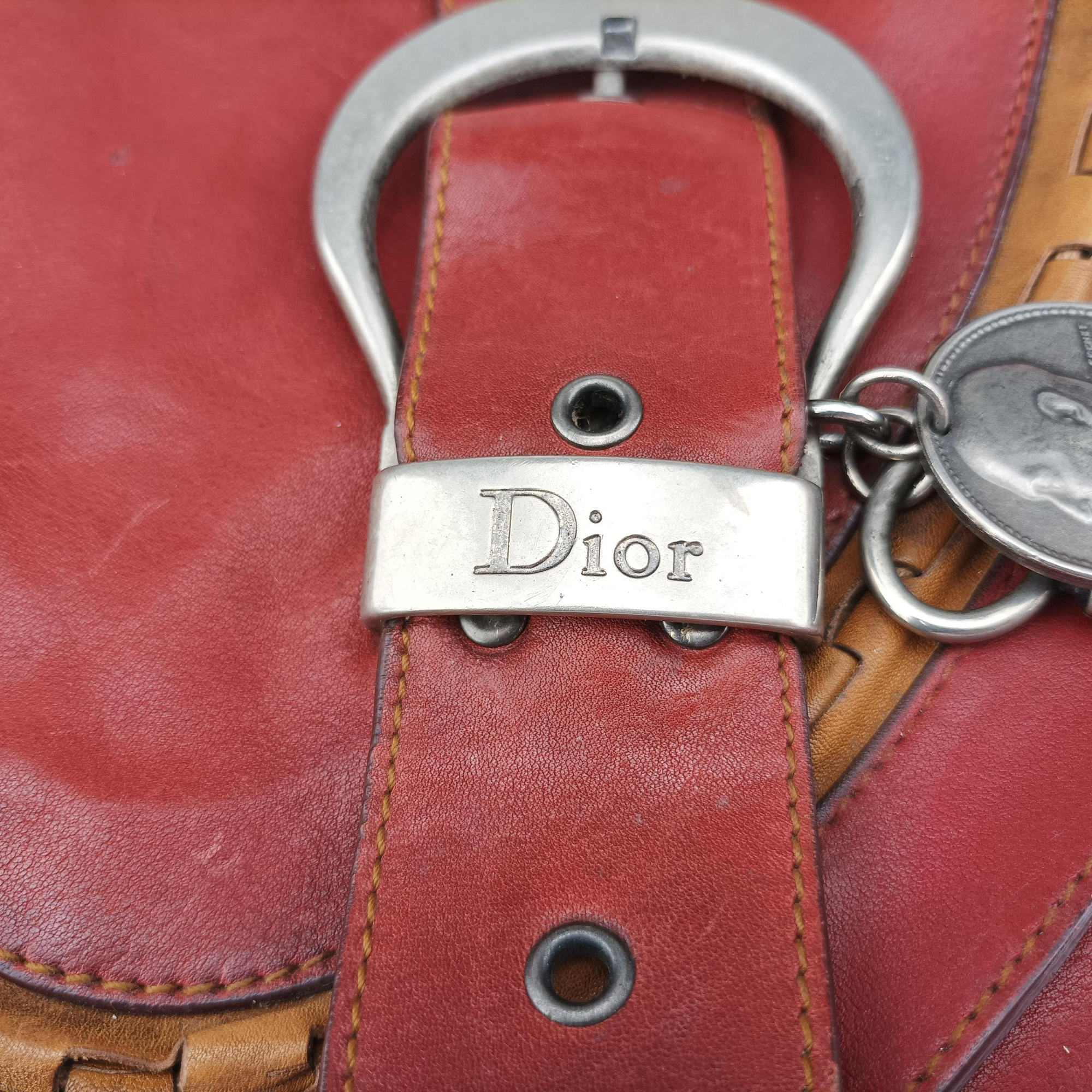 Secondhand Christian Dior Gaucho Red Leather  handbag | stylenewstar