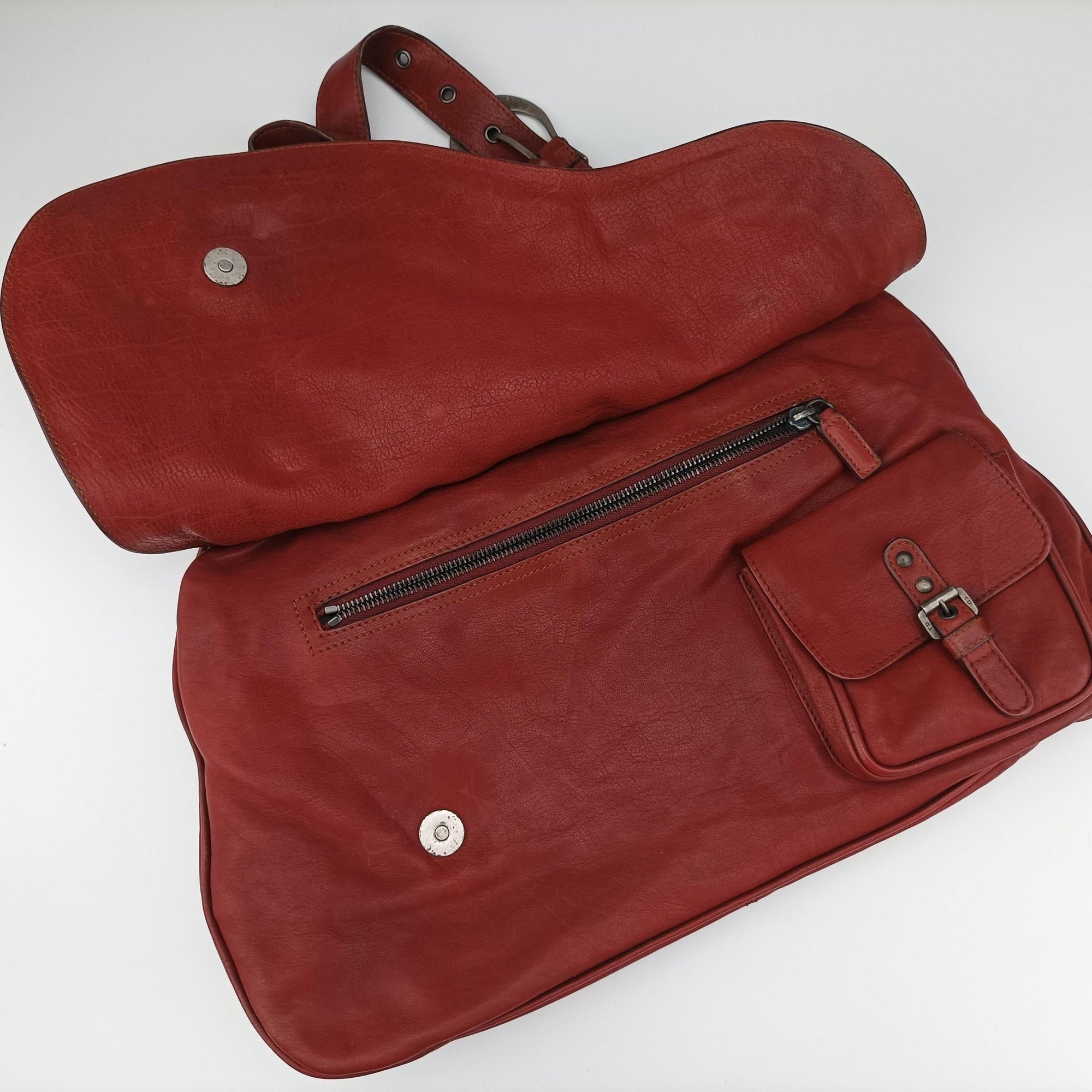 Secondhand Christian Dior Gaucho Red Leather  handbag | stylenewstar