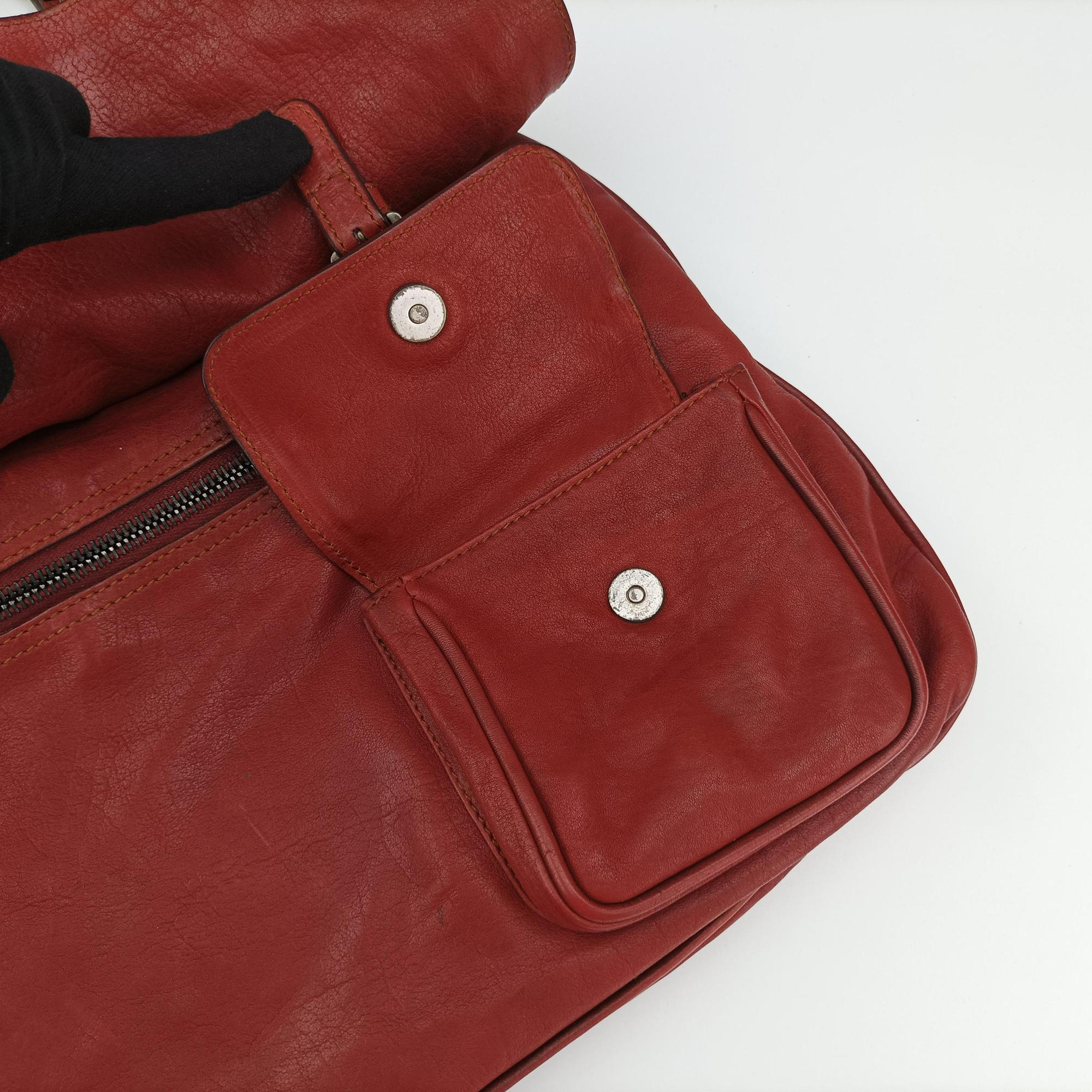 Secondhand Christian Dior Gaucho Red Leather  handbag | stylenewstar
