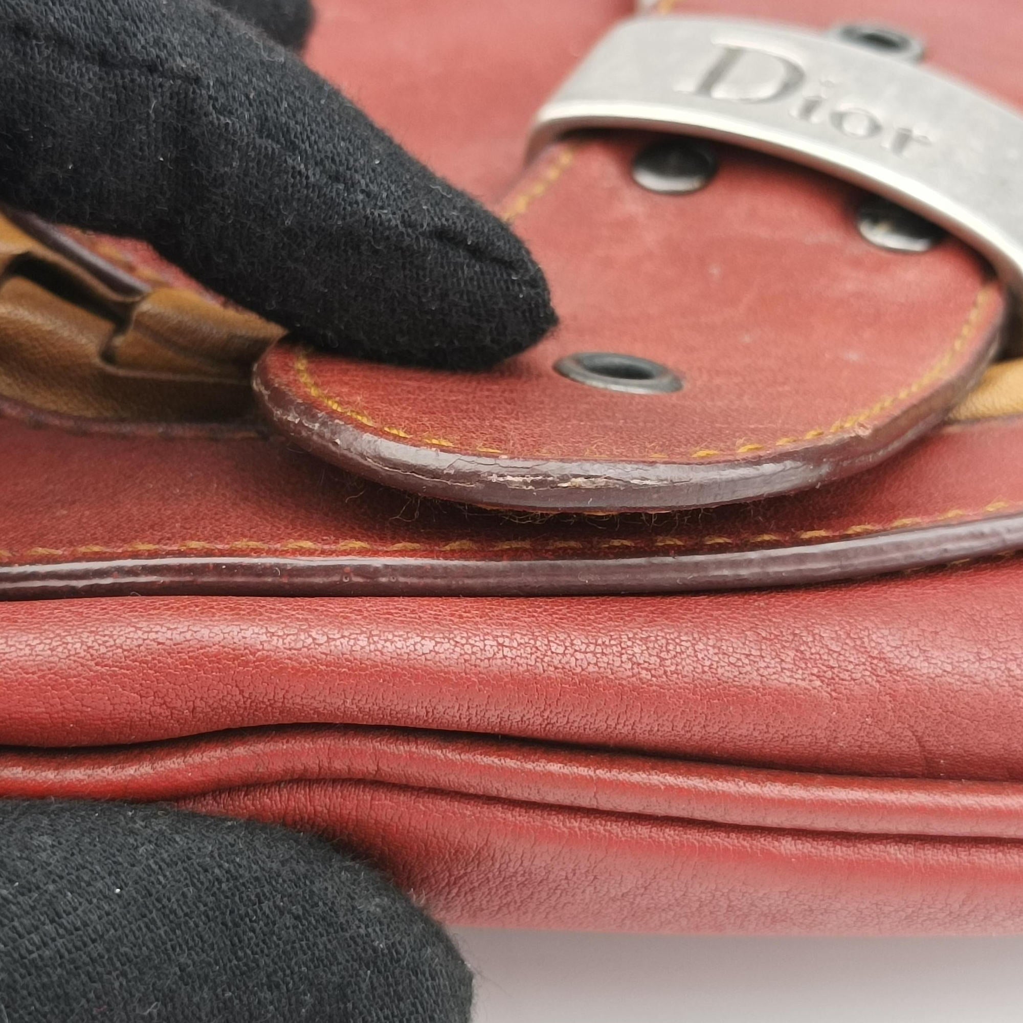 Secondhand Christian Dior Gaucho Red Leather  handbag | stylenewstar