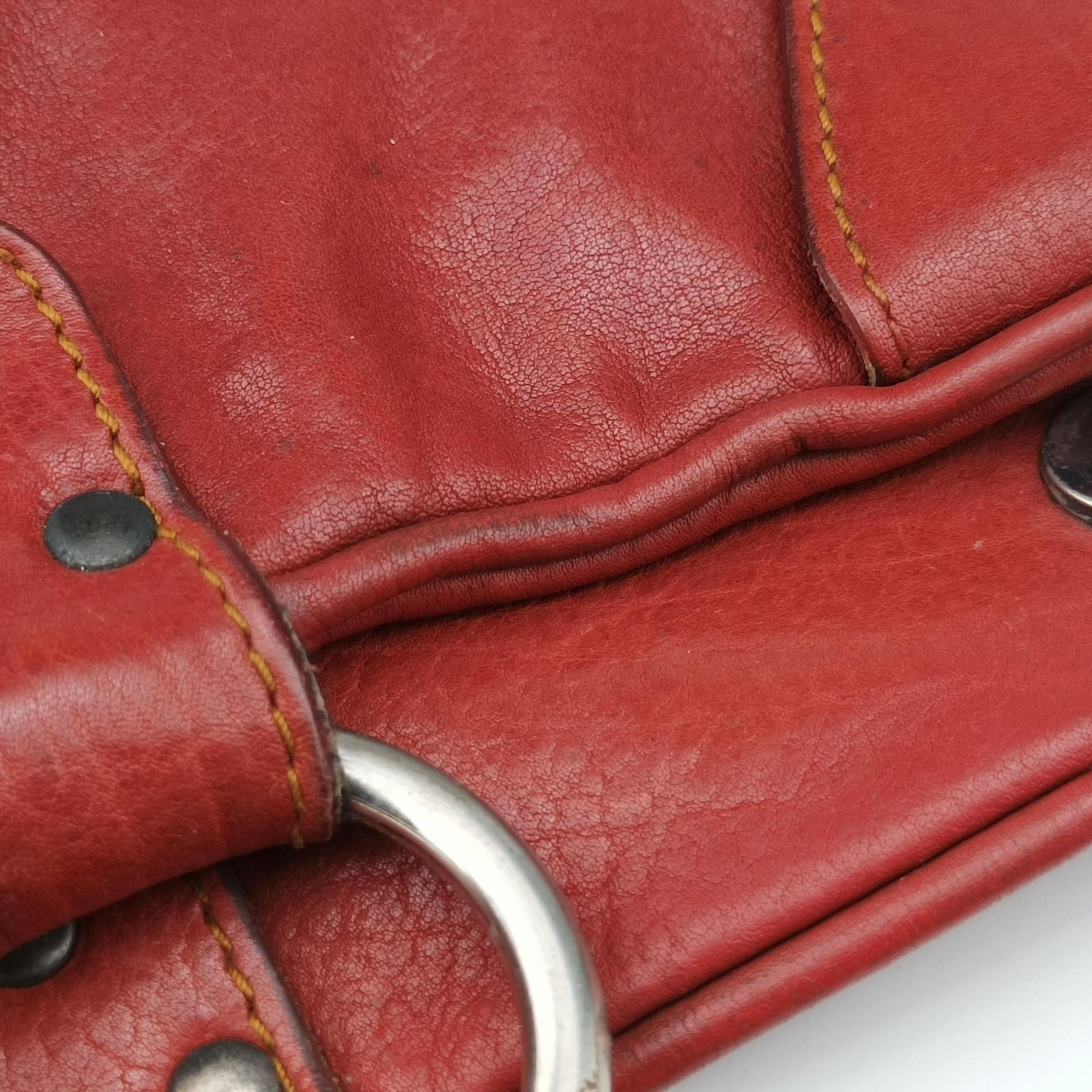Secondhand Christian Dior Gaucho Red Leather  handbag | stylenewstar