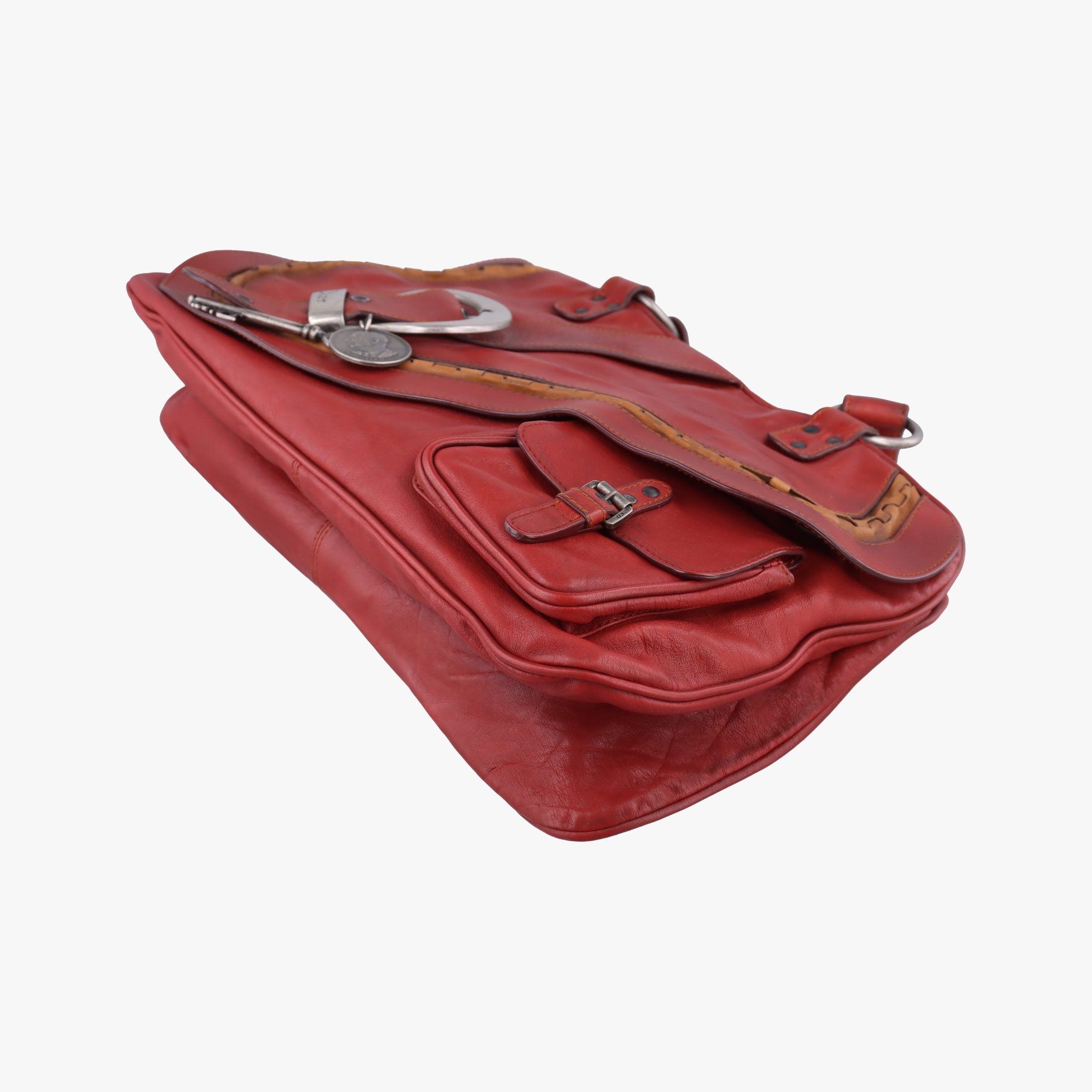 Secondhand Christian Dior Gaucho Red Leather  handbag | stylenewstar