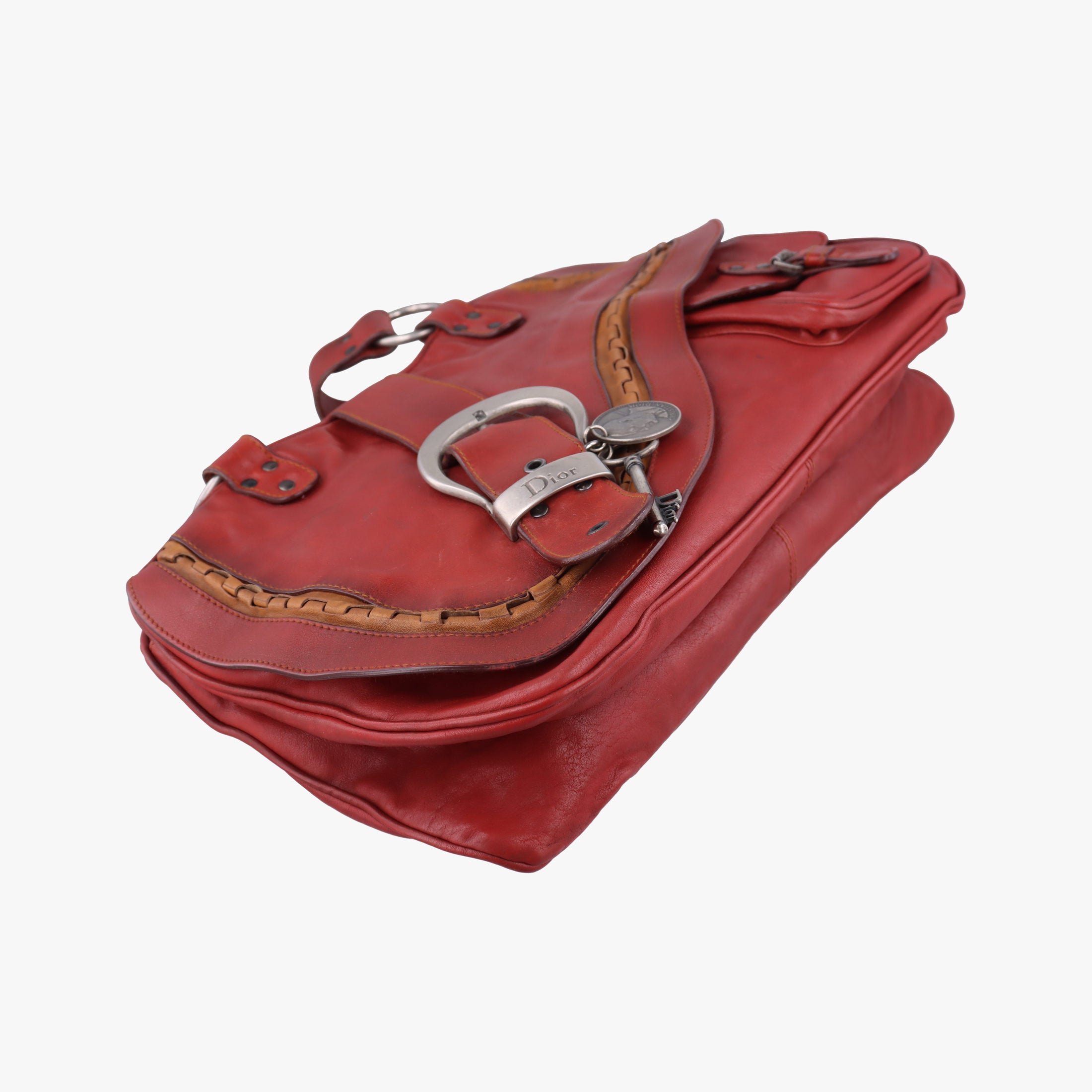 Secondhand Christian Dior Gaucho Red Leather  handbag | stylenewstar