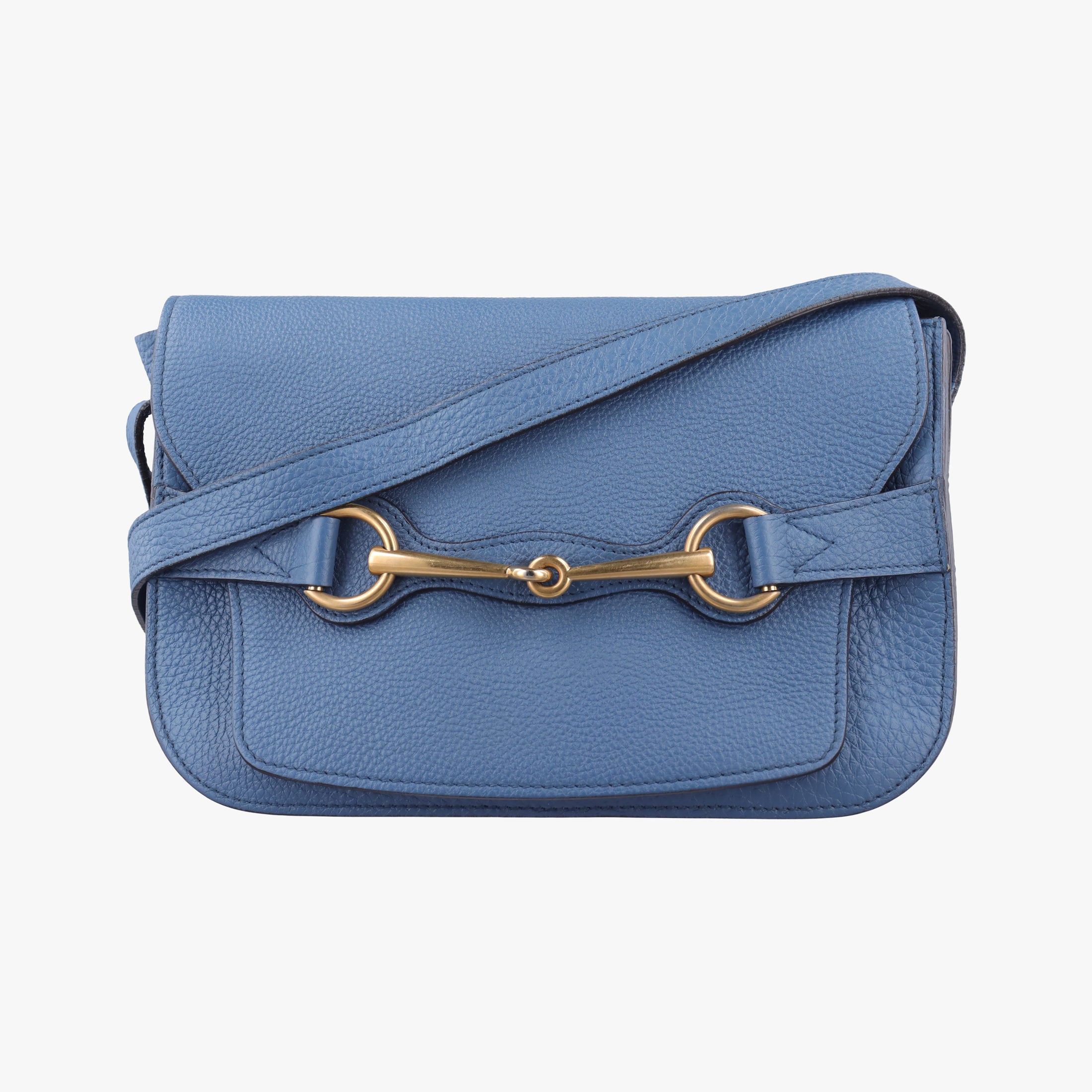 Pre-owned Gucci Bright Bit Blue Leather 353231 shoulderbag | stylenewstar