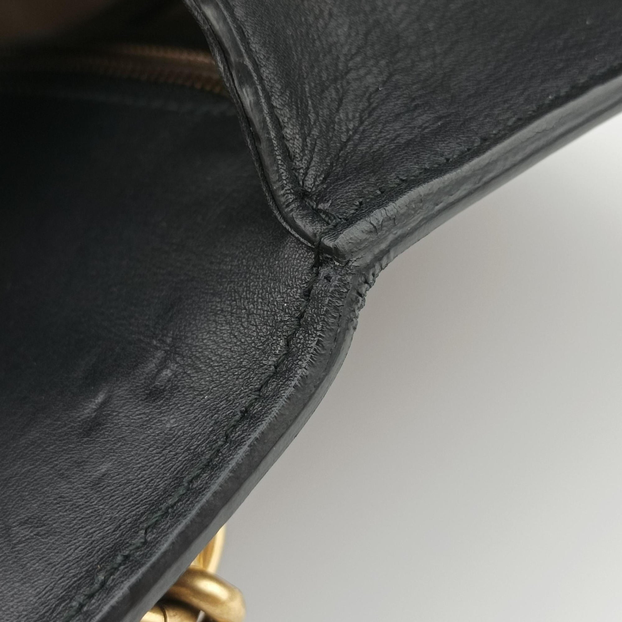 Pre-owned Gucci Peony Strawberry Black×Multicolor Leather 432280 shoulderbag | stylenewstar