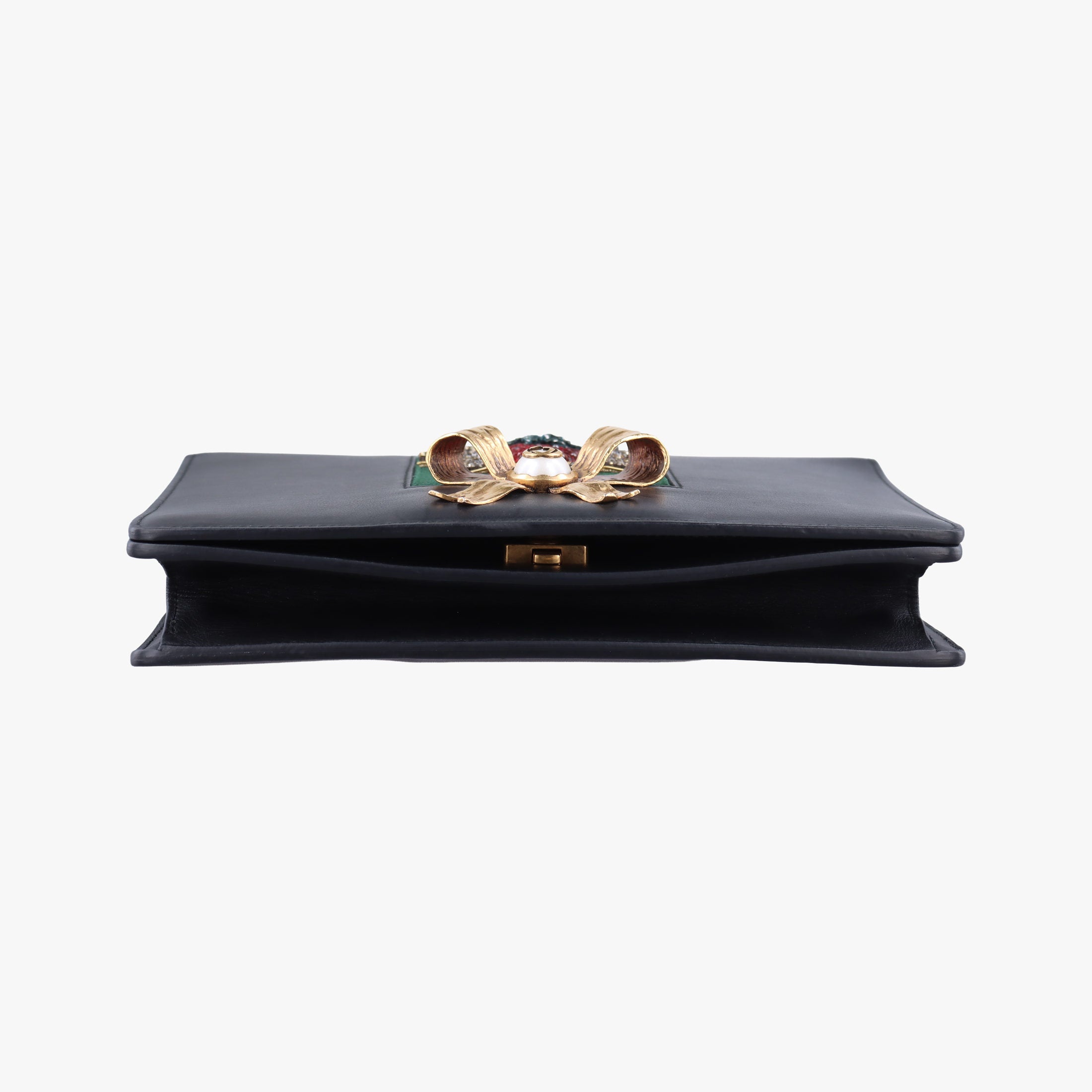 Pre-owned Gucci Peony Strawberry Black×Multicolor Leather 432280 shoulderbag | stylenewstar