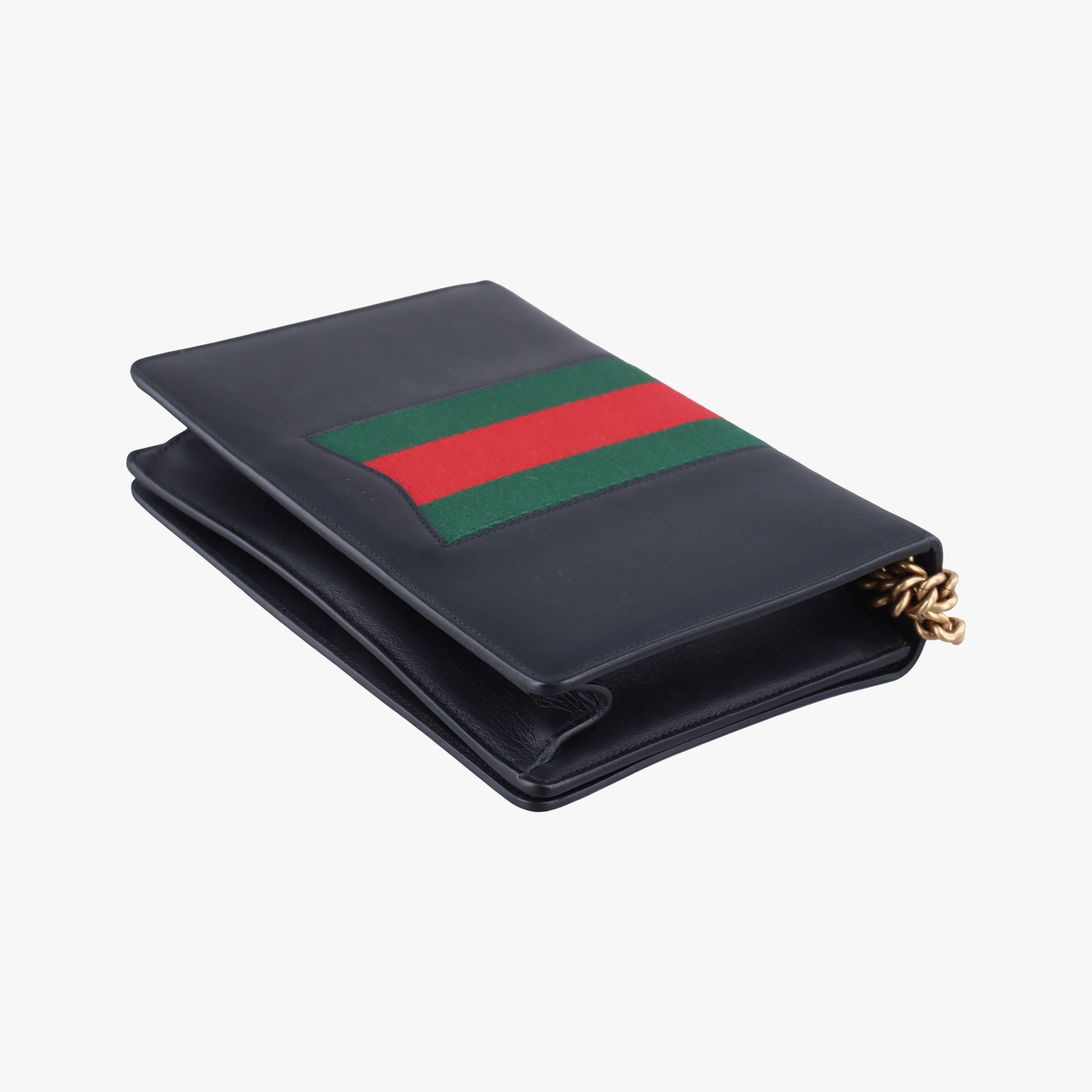 Pre-owned Gucci Peony Strawberry Black×Multicolor Leather 432280 shoulderbag | stylenewstar