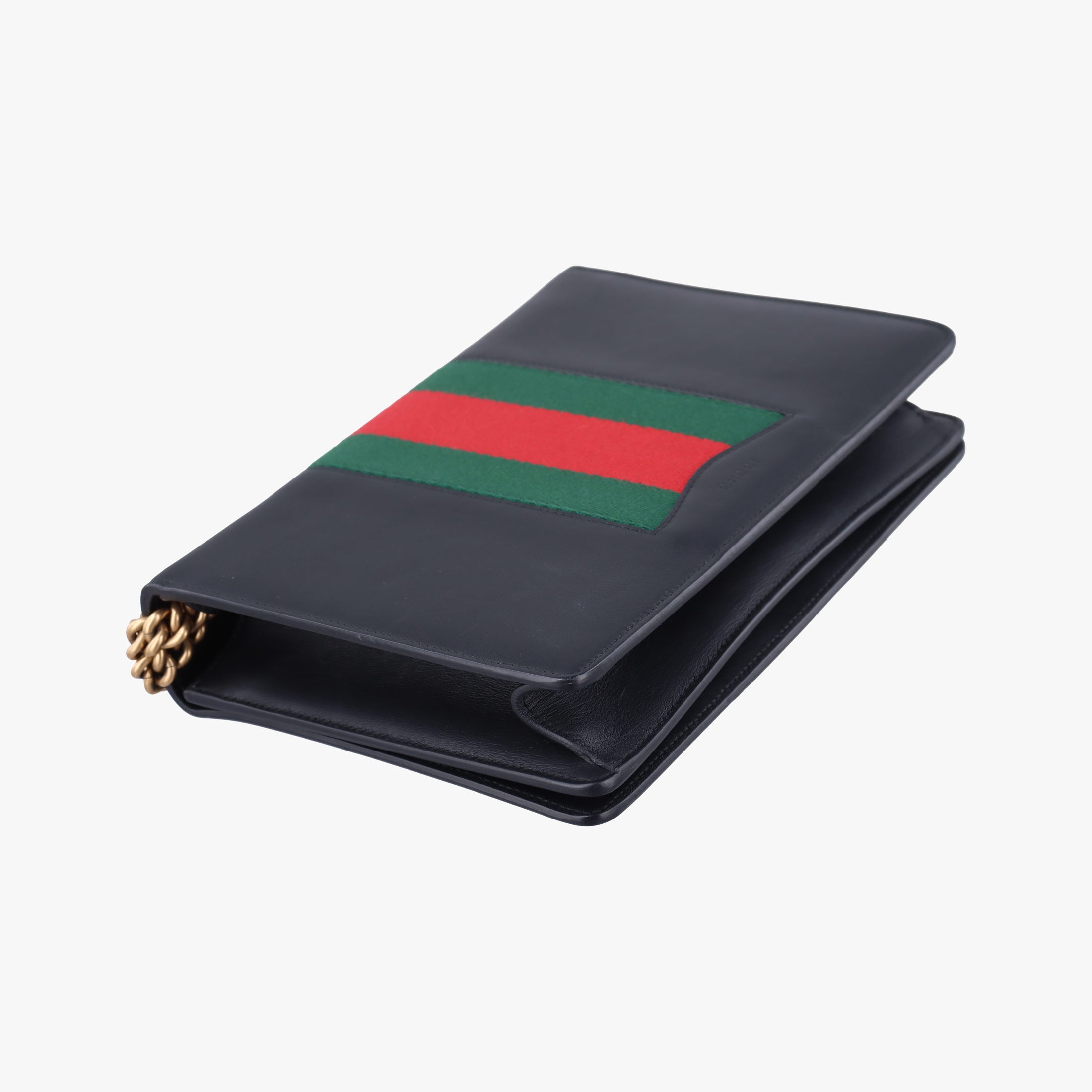 Pre-owned Gucci Peony Strawberry Black×Multicolor Leather 432280 shoulderbag | stylenewstar