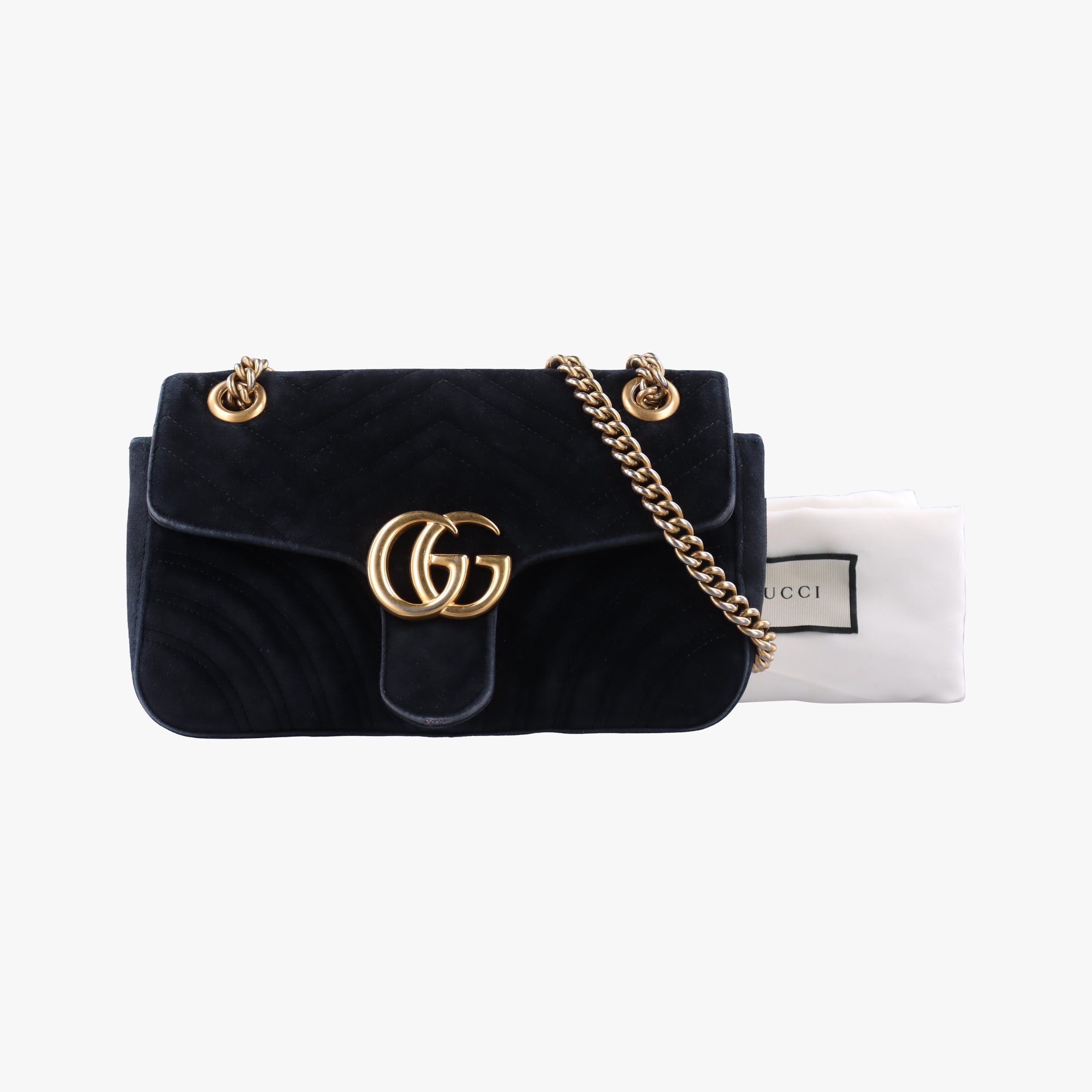 Secondhand Gucci GG Marmont Black velour 443497 shoulderbag | stylenewstar