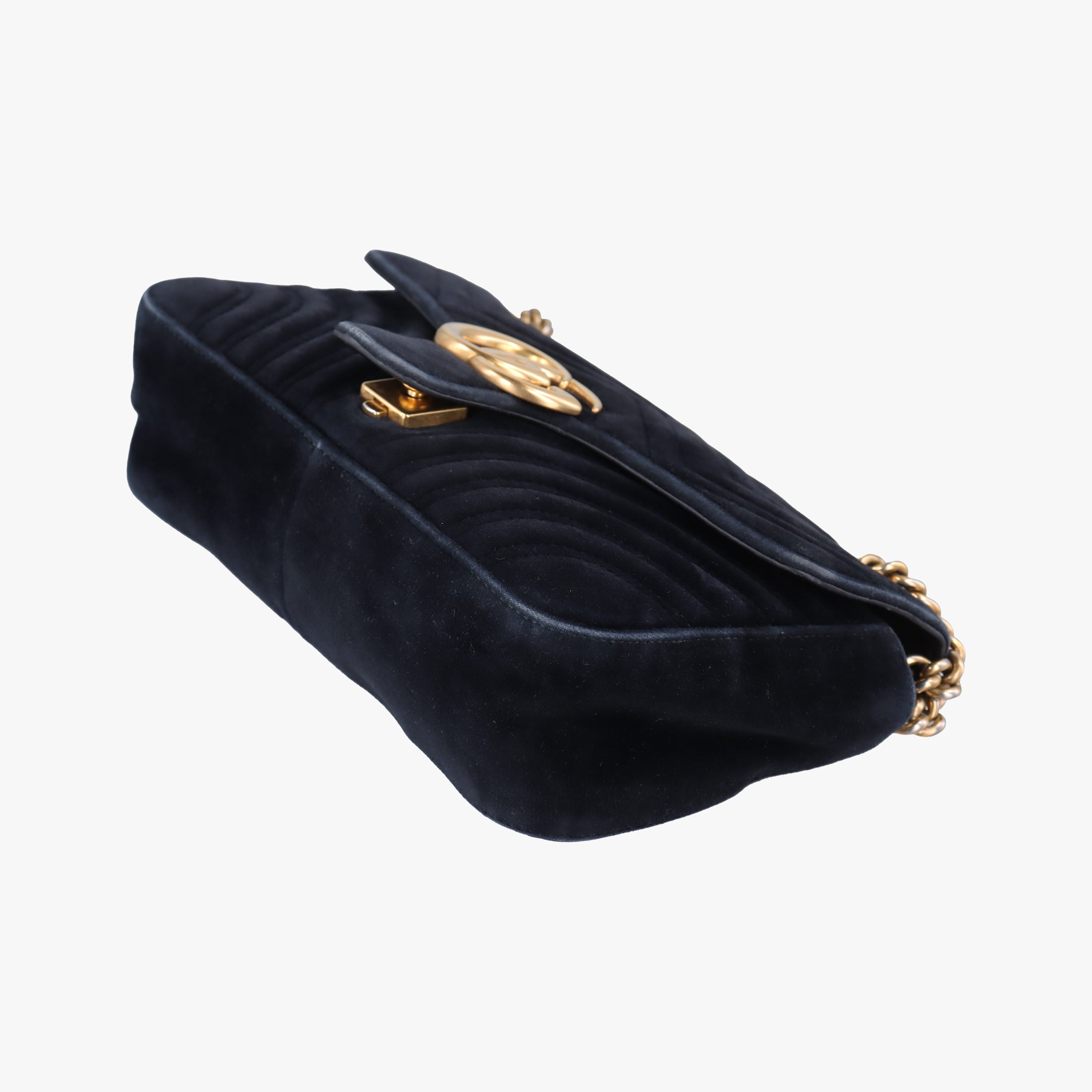 Secondhand Gucci GG Marmont Black velour 443497 shoulderbag | stylenewstar