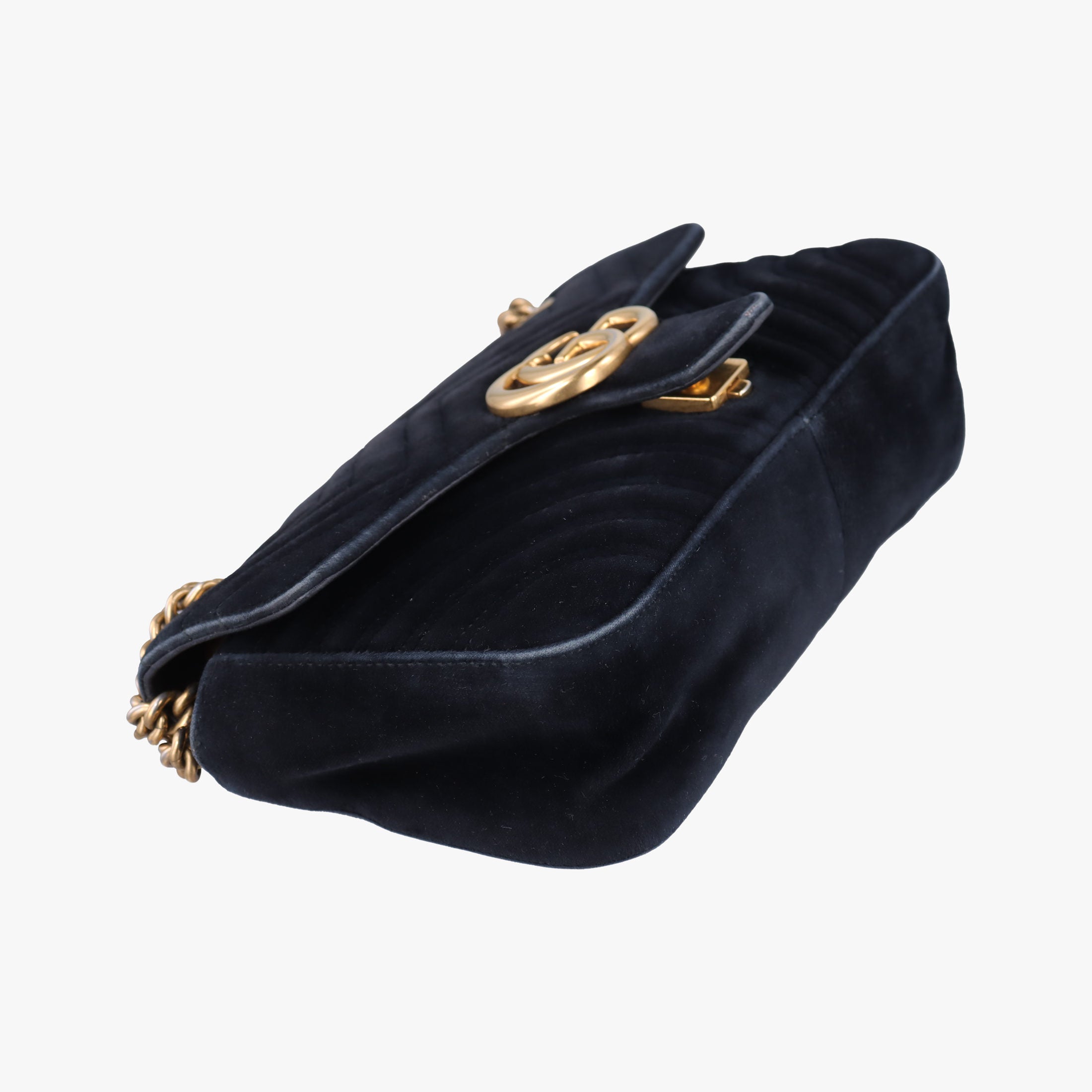 Secondhand Gucci GG Marmont Black velour 443497 shoulderbag | stylenewstar
