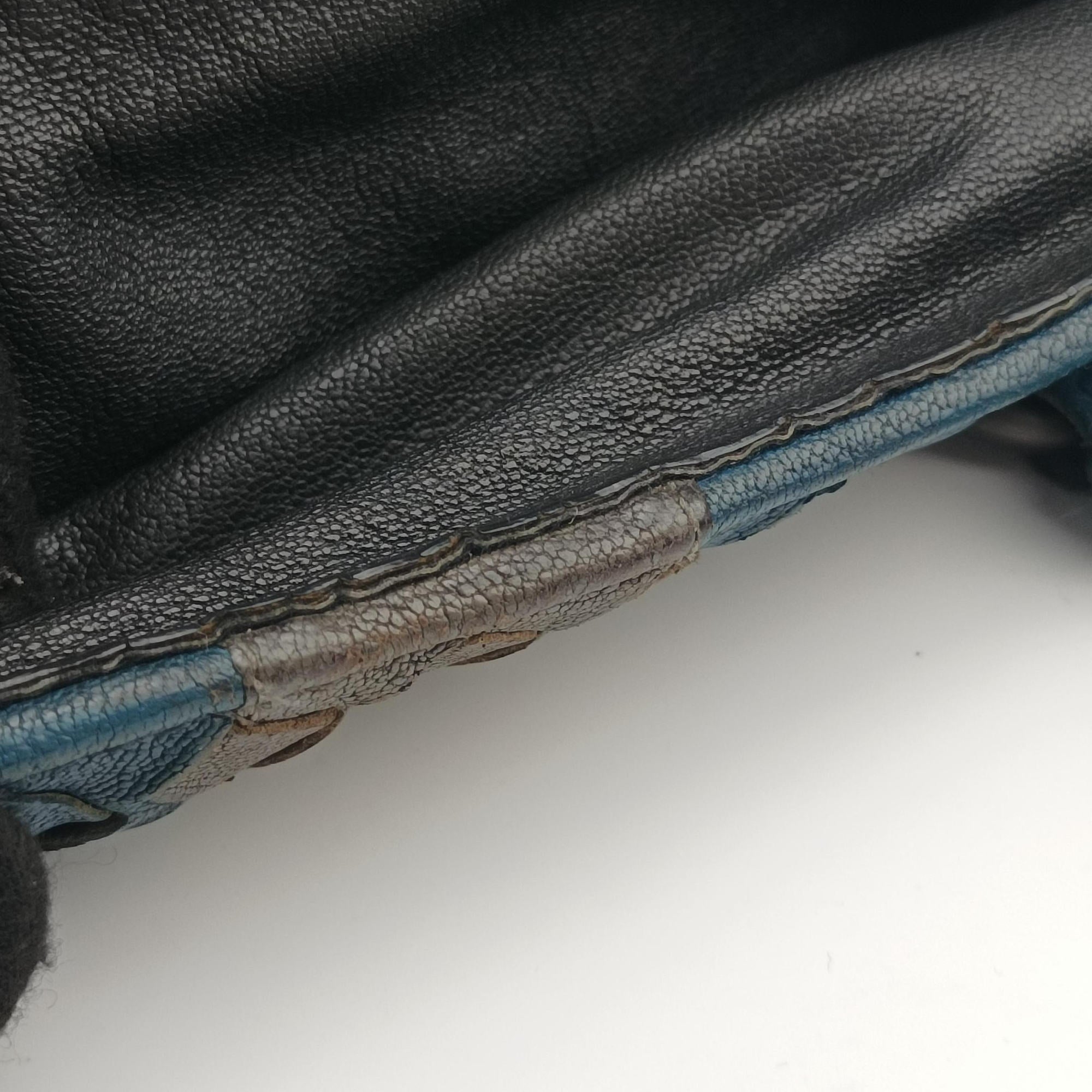 Pre-owned Bottega Veneta Intrecciato Black×Blue×Grey lambskin  shoulderbag | stylenewstar
