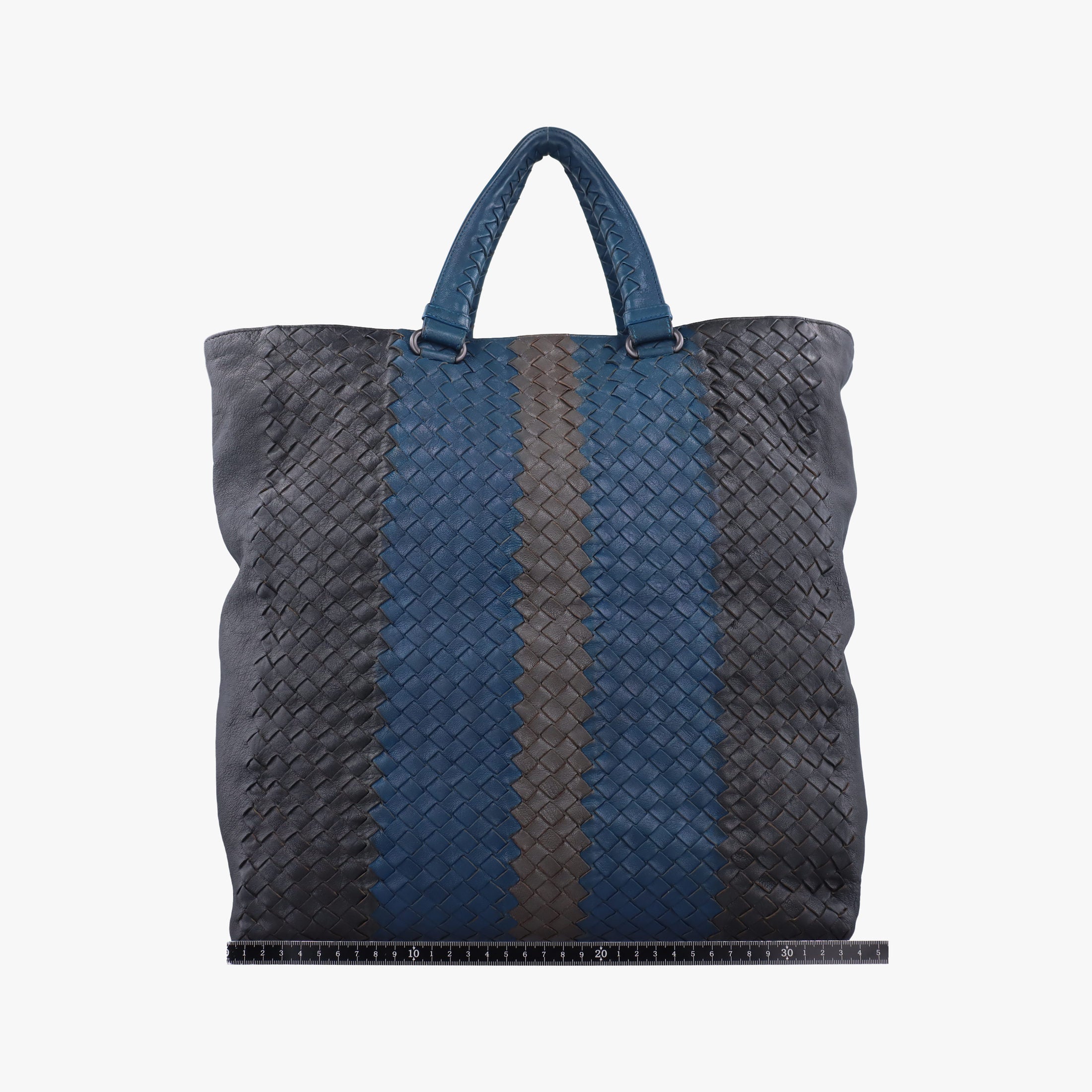 Pre-owned Bottega Veneta Intrecciato Black×Blue×Grey lambskin  shoulderbag | stylenewstar
