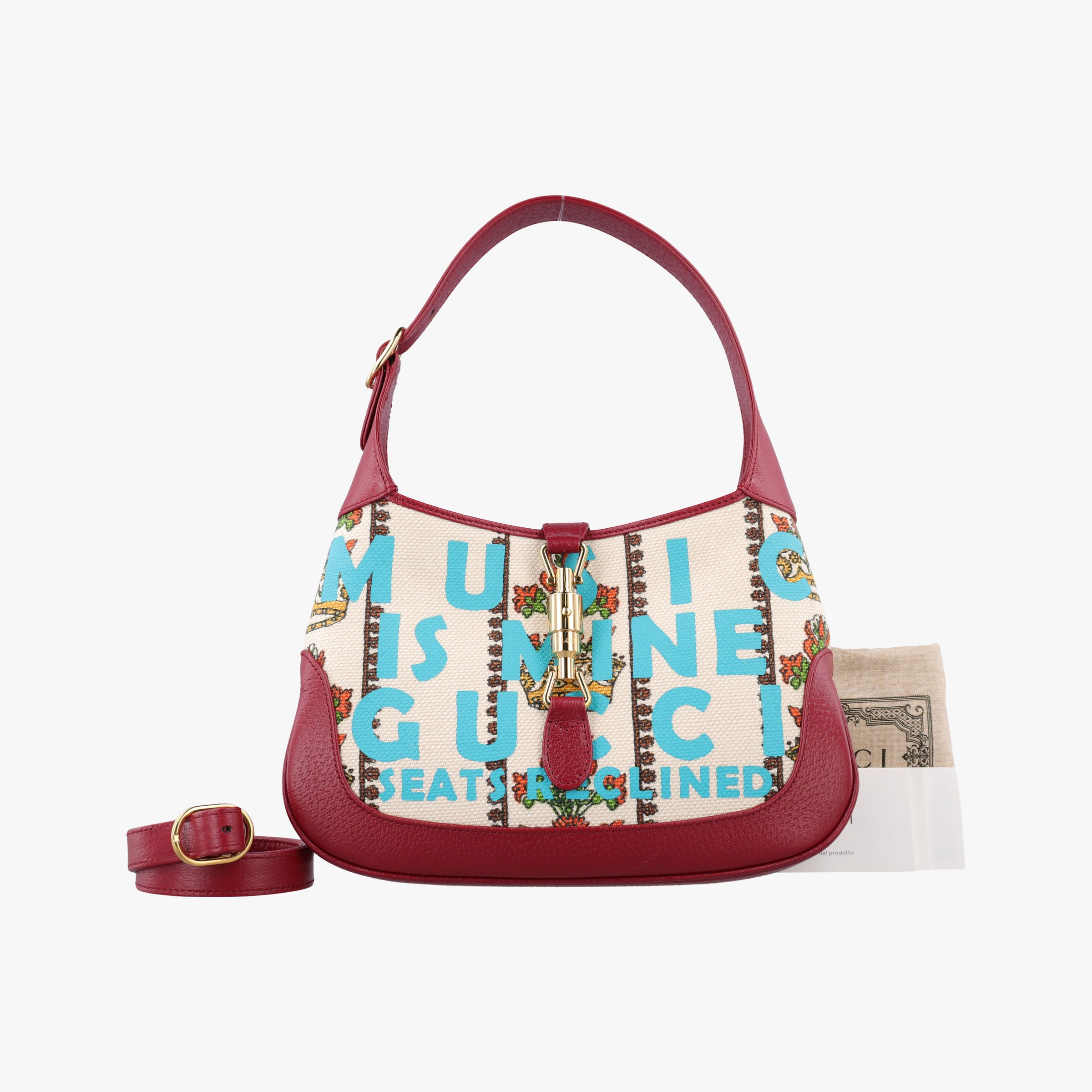 Pre-owned Gucci Jackie 1961 White x Red x Multicolor Canvas×leather 636706 shoulderbag | stylenewstar