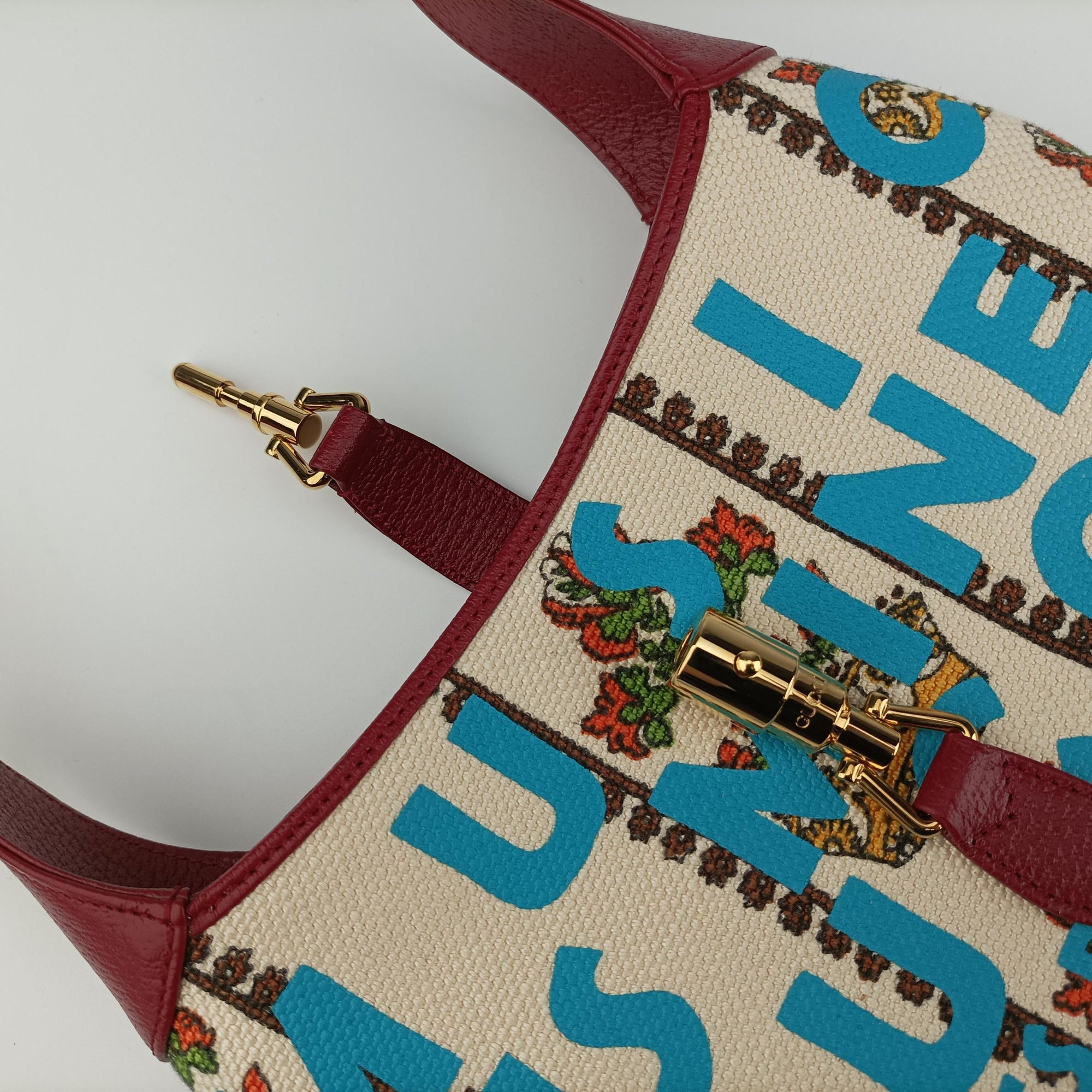 Pre-owned Gucci Jackie 1961 White x Red x Multicolor Canvas×leather 636706 shoulderbag | stylenewstar