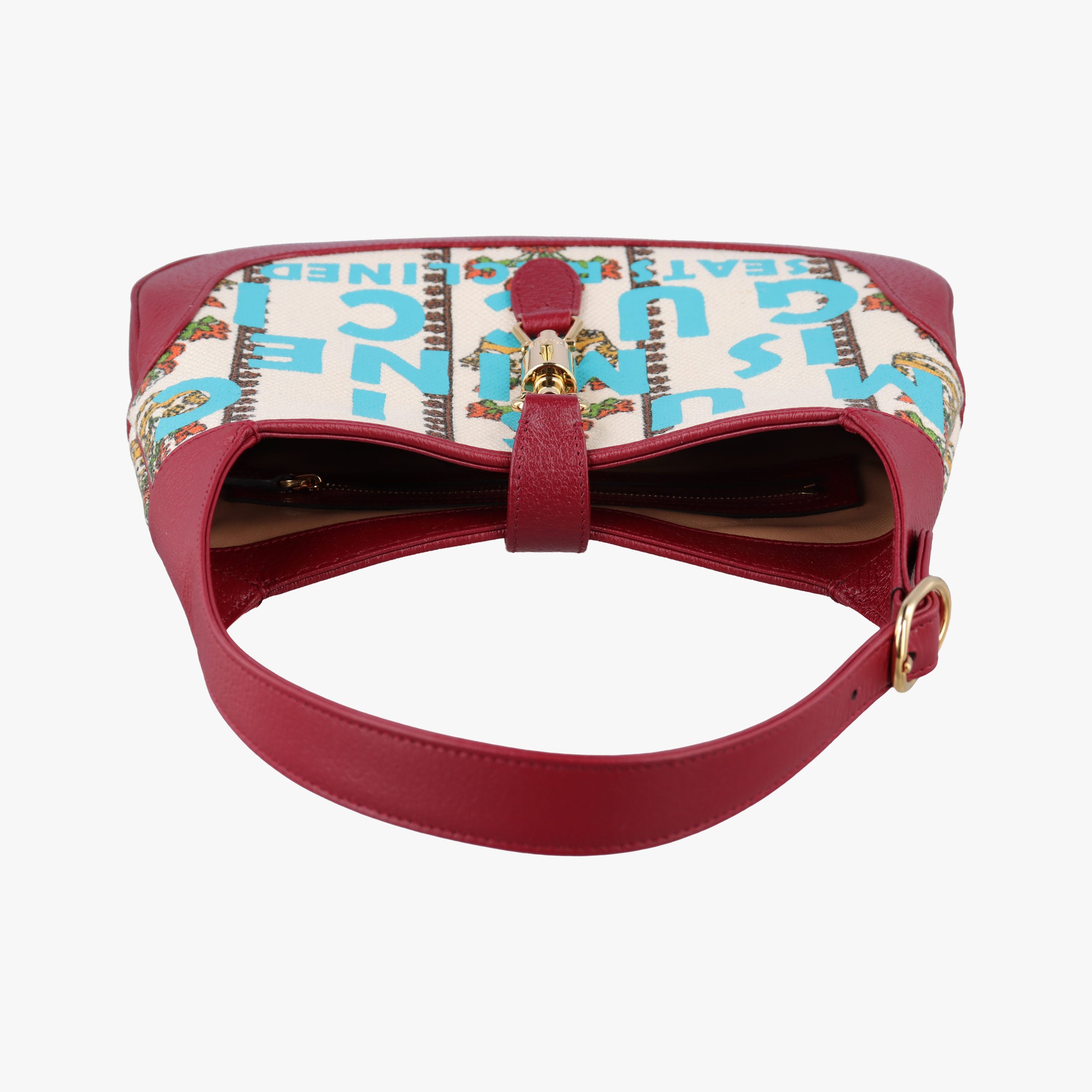 Pre-owned Gucci Jackie 1961 White x Red x Multicolor Canvas×leather 636706 shoulderbag | stylenewstar