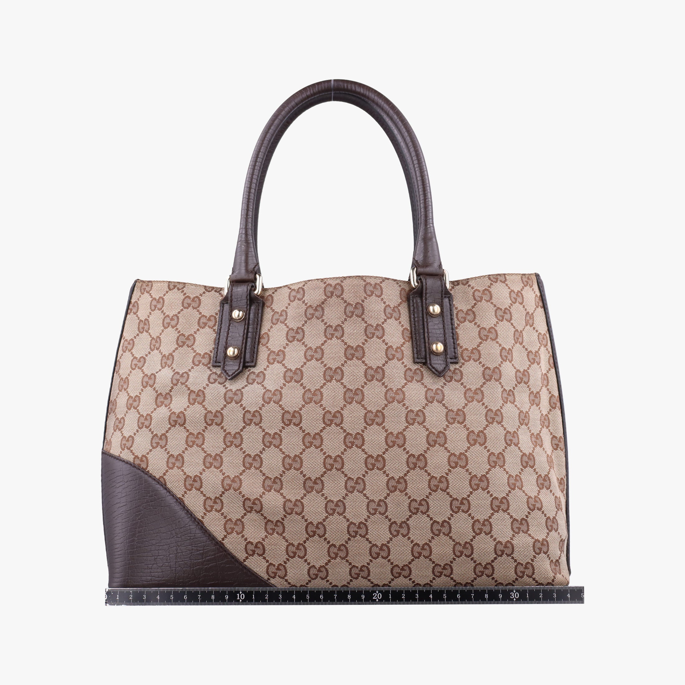 Pre-owned Gucci Horsebit  Hasler beige×Brown canvas×leather 137385 handbag | stylenewstar