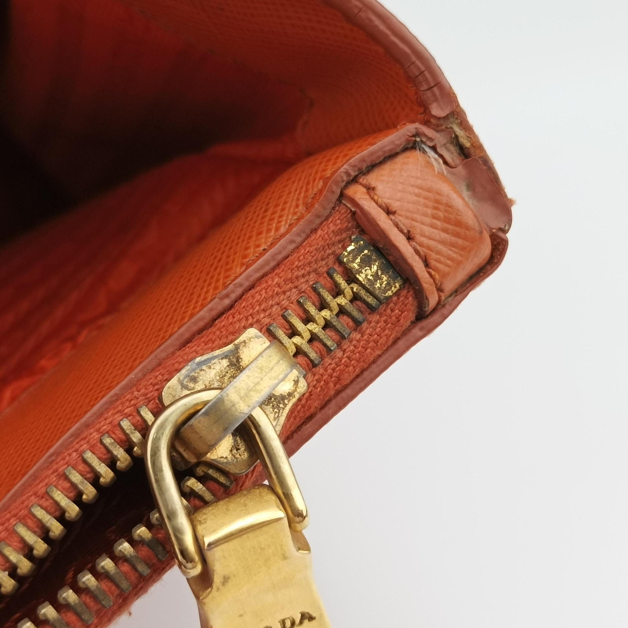 Pre-owned Prada Galleria Orange SAFFIANO Leather BN1786 handbag | stylenewstar