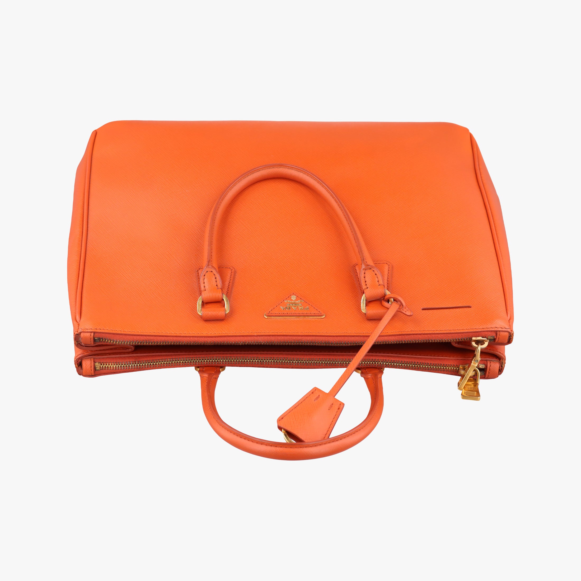 Pre-owned Prada Galleria Orange SAFFIANO Leather BN1786 handbag | stylenewstar