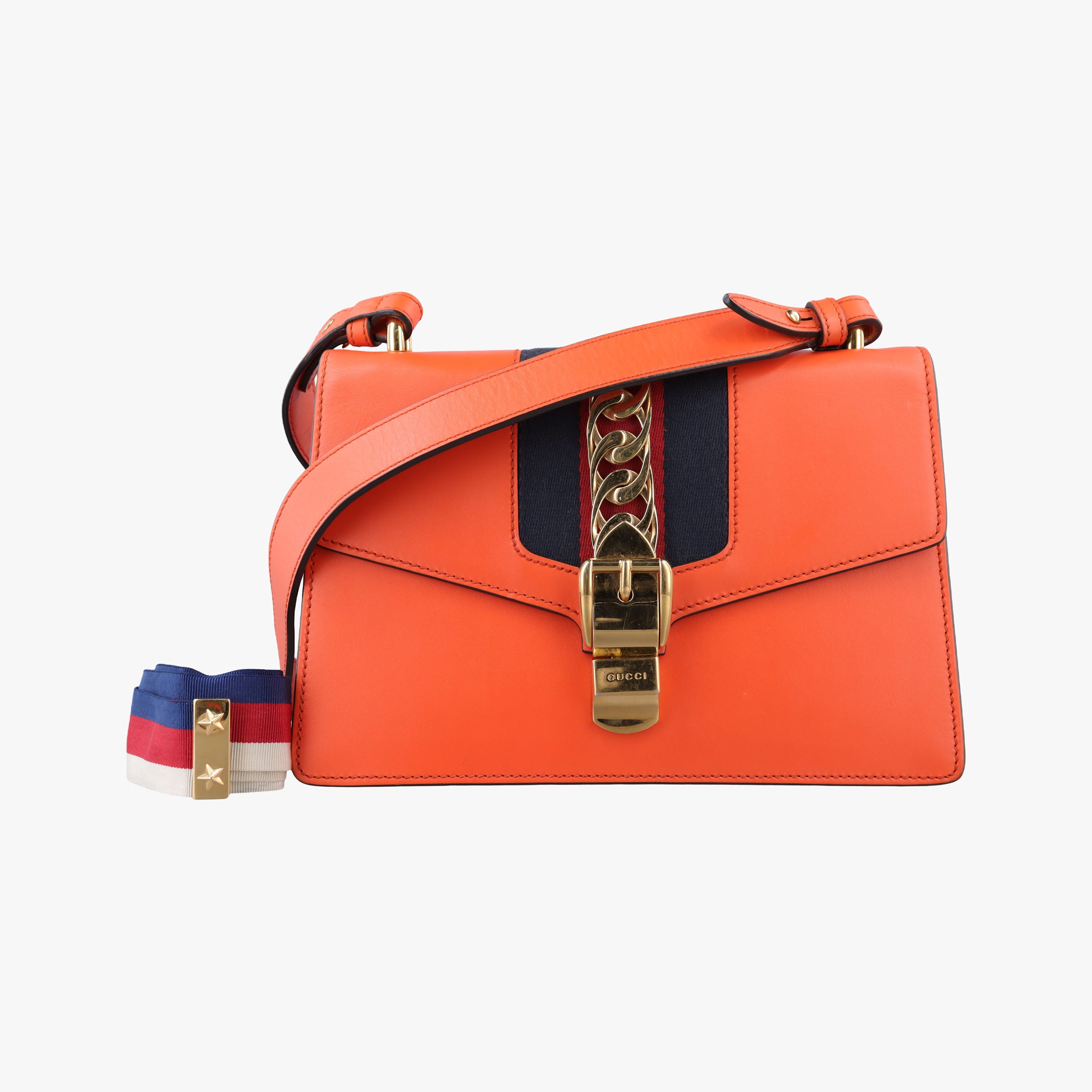 Secondhand Gucci Sylvie Orange x Red x Black Leather 421882 shoulderbag | stylenewstar