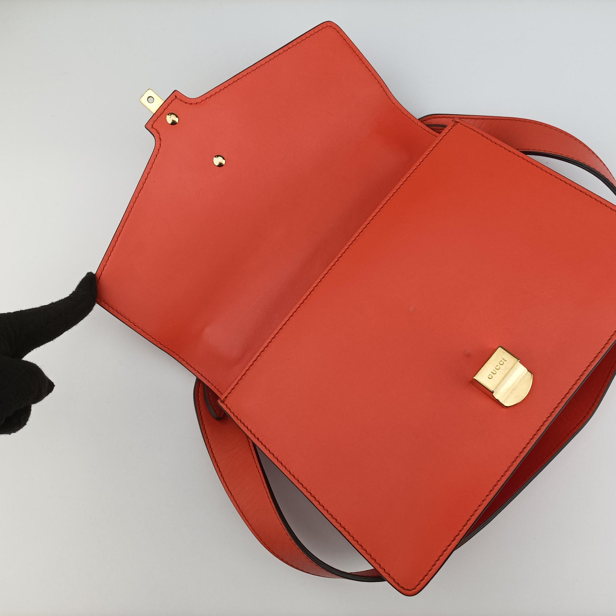 Secondhand Gucci Sylvie Orange x Red x Black Leather 421882 shoulderbag | stylenewstar