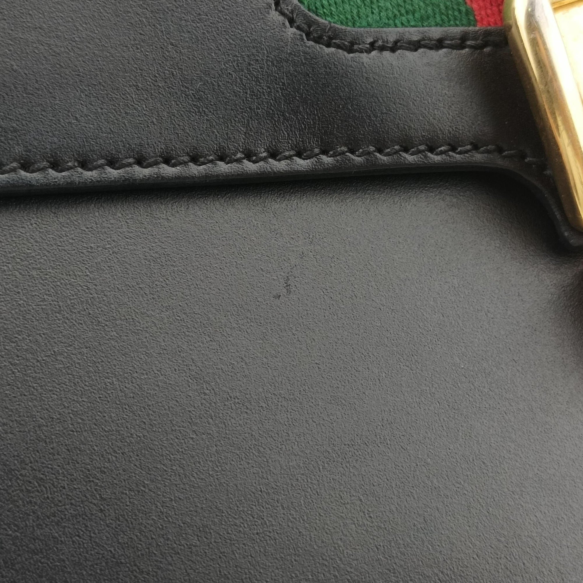 Pre-owned Gucci Sylvie Black×green×red leather 421882 shoulderbag | stylenewstar
