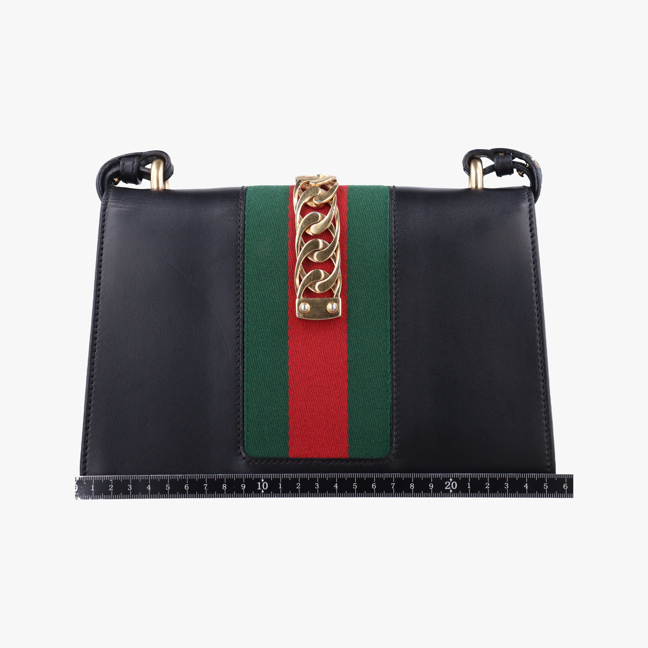Pre-owned Gucci Sylvie Black×green×red leather 421882 shoulderbag | stylenewstar