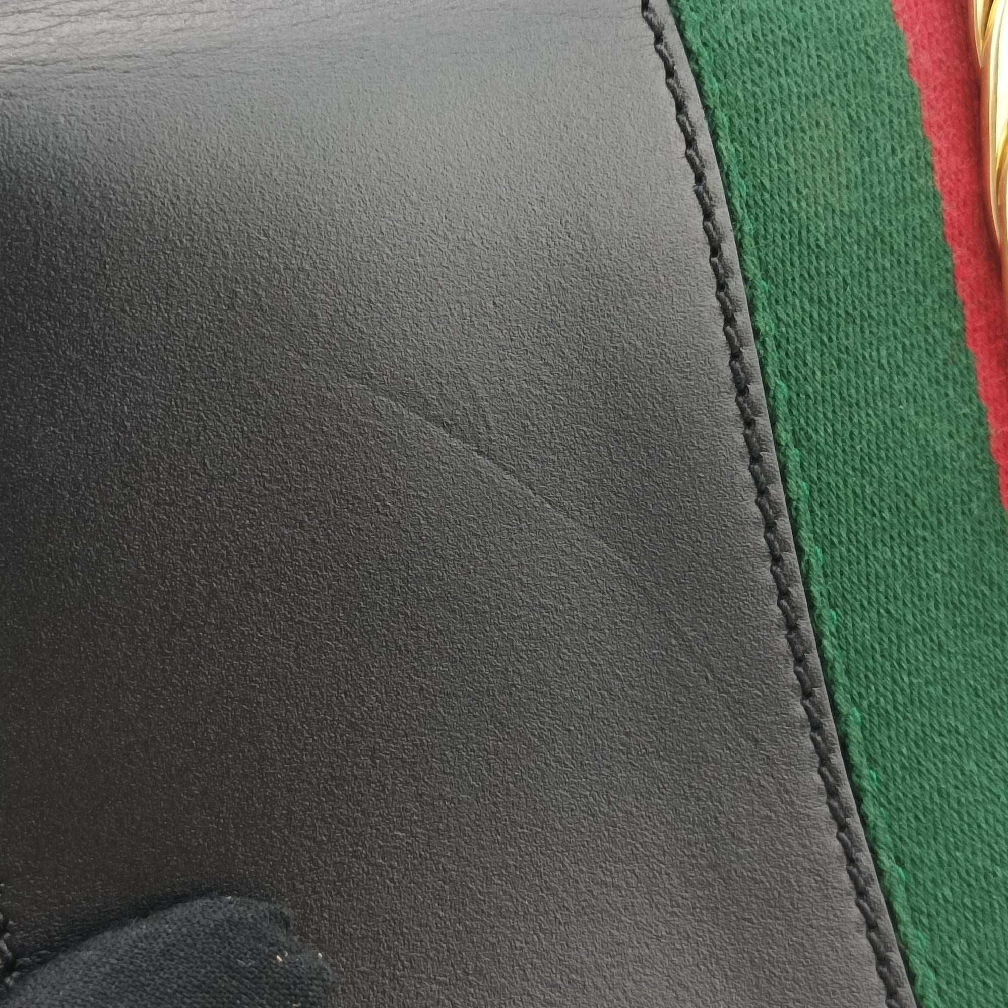 Pre-owned Gucci Sylvie Black×green×red leather 421882 shoulderbag | stylenewstar