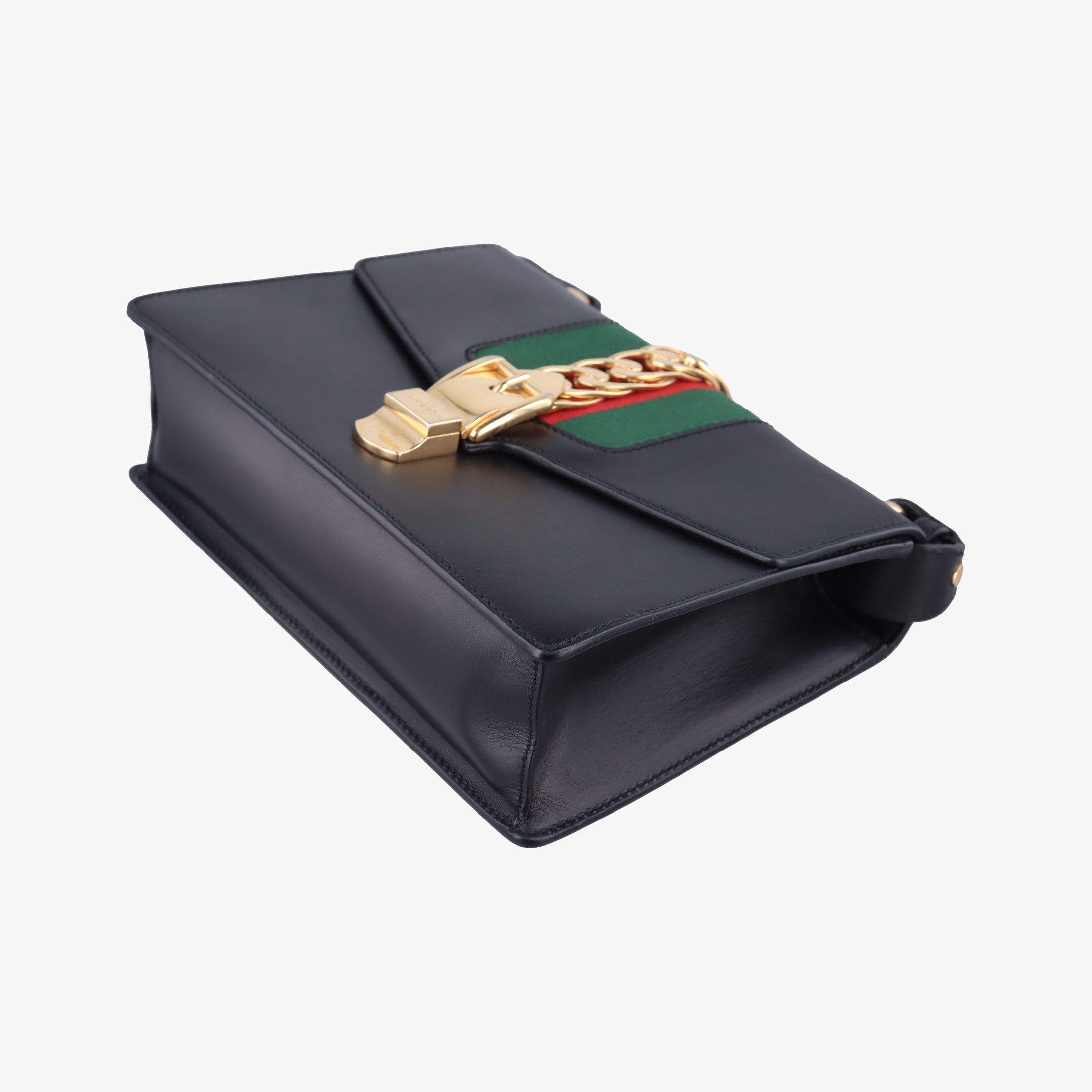 Pre-owned Gucci Sylvie Black×green×red leather 421882 shoulderbag | stylenewstar
