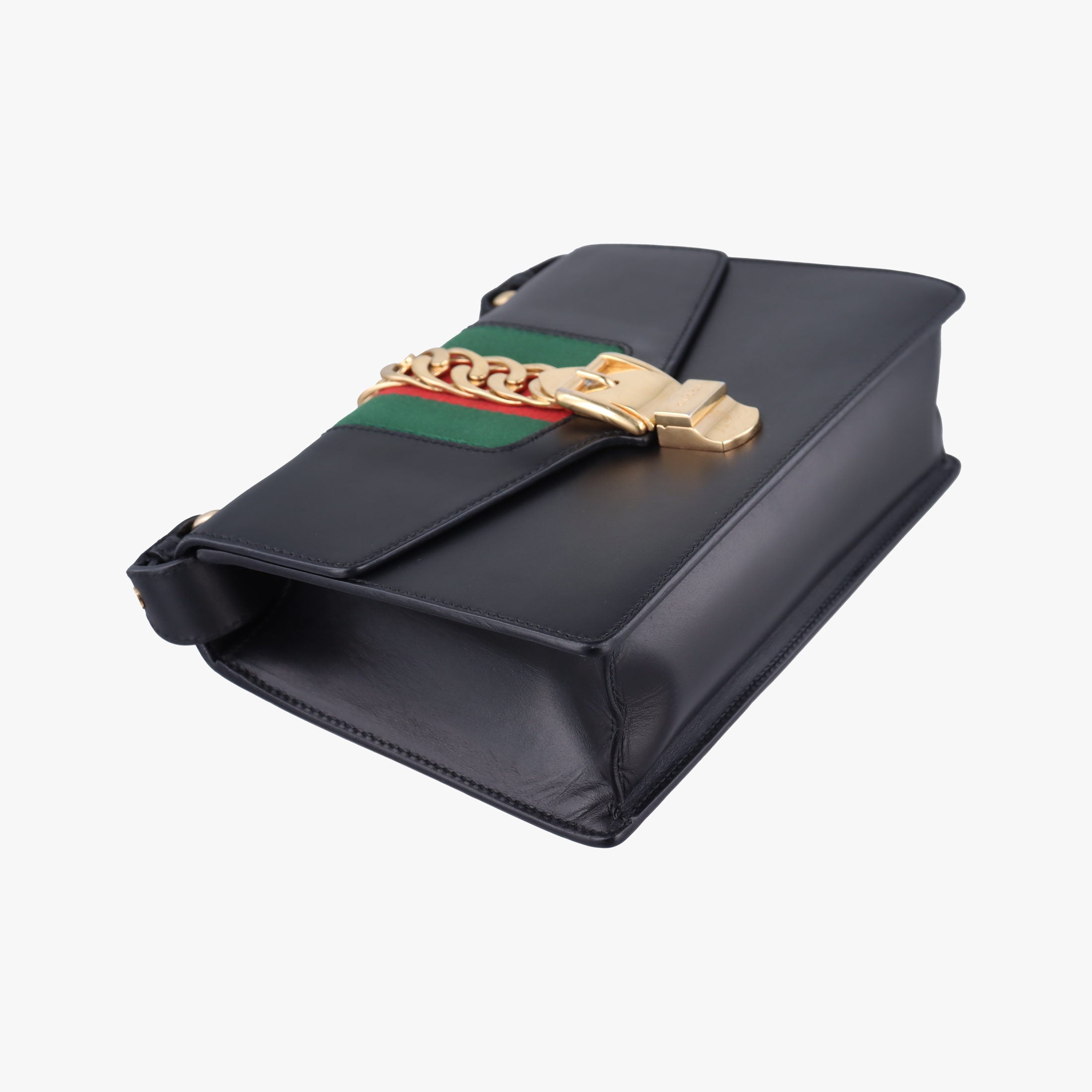 Pre-owned Gucci Sylvie Black×green×red leather 421882 shoulderbag | stylenewstar