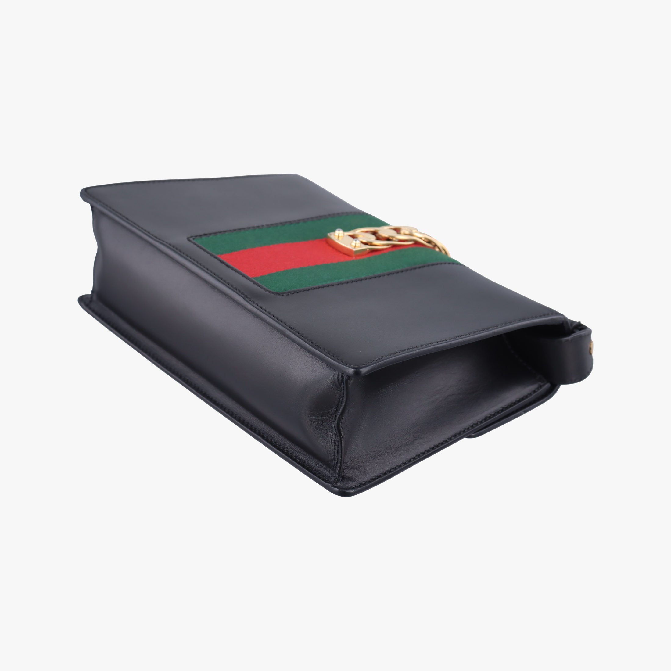 Pre-owned Gucci Sylvie Black×green×red leather 421882 shoulderbag | stylenewstar