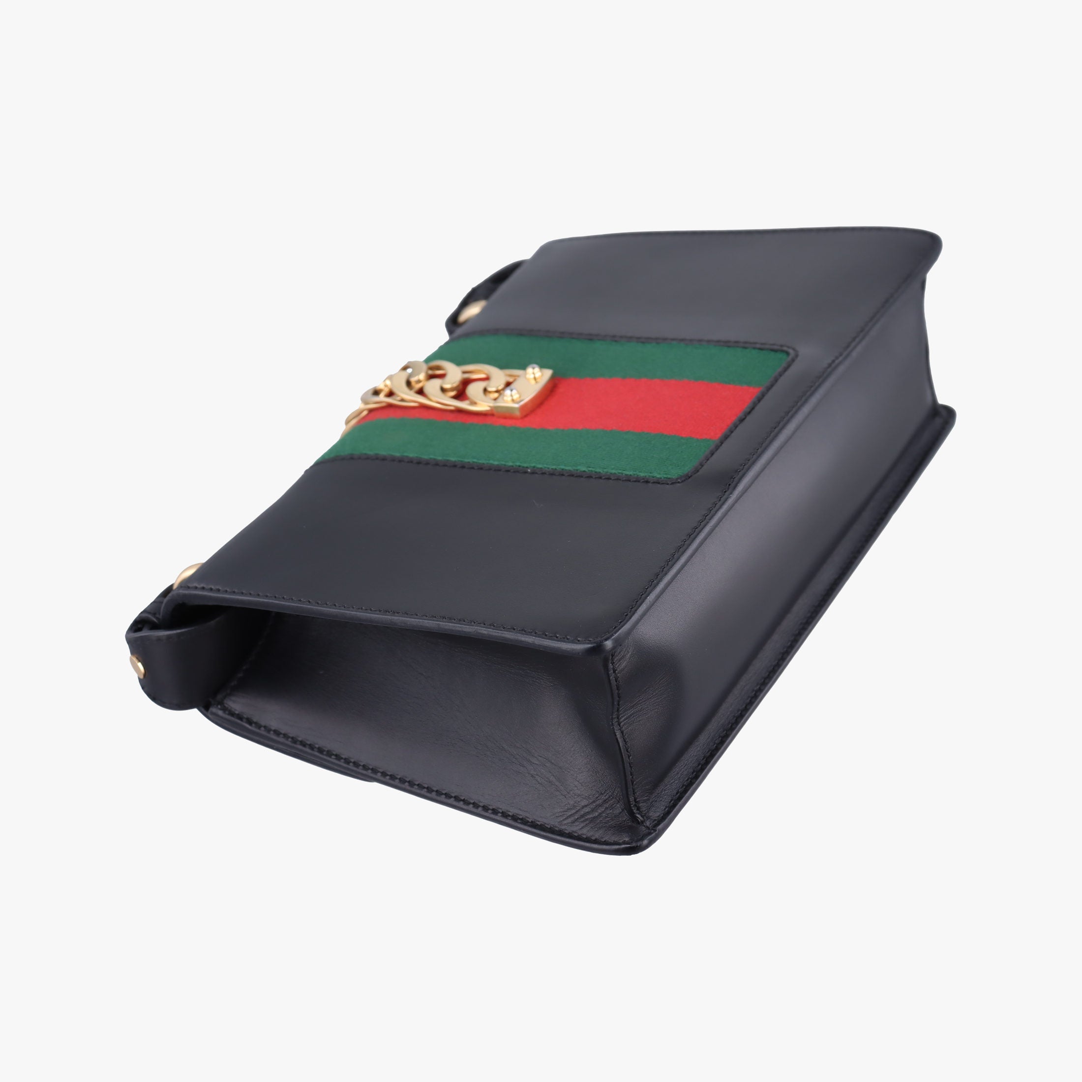Pre-owned Gucci Sylvie Black×green×red leather 421882 shoulderbag | stylenewstar